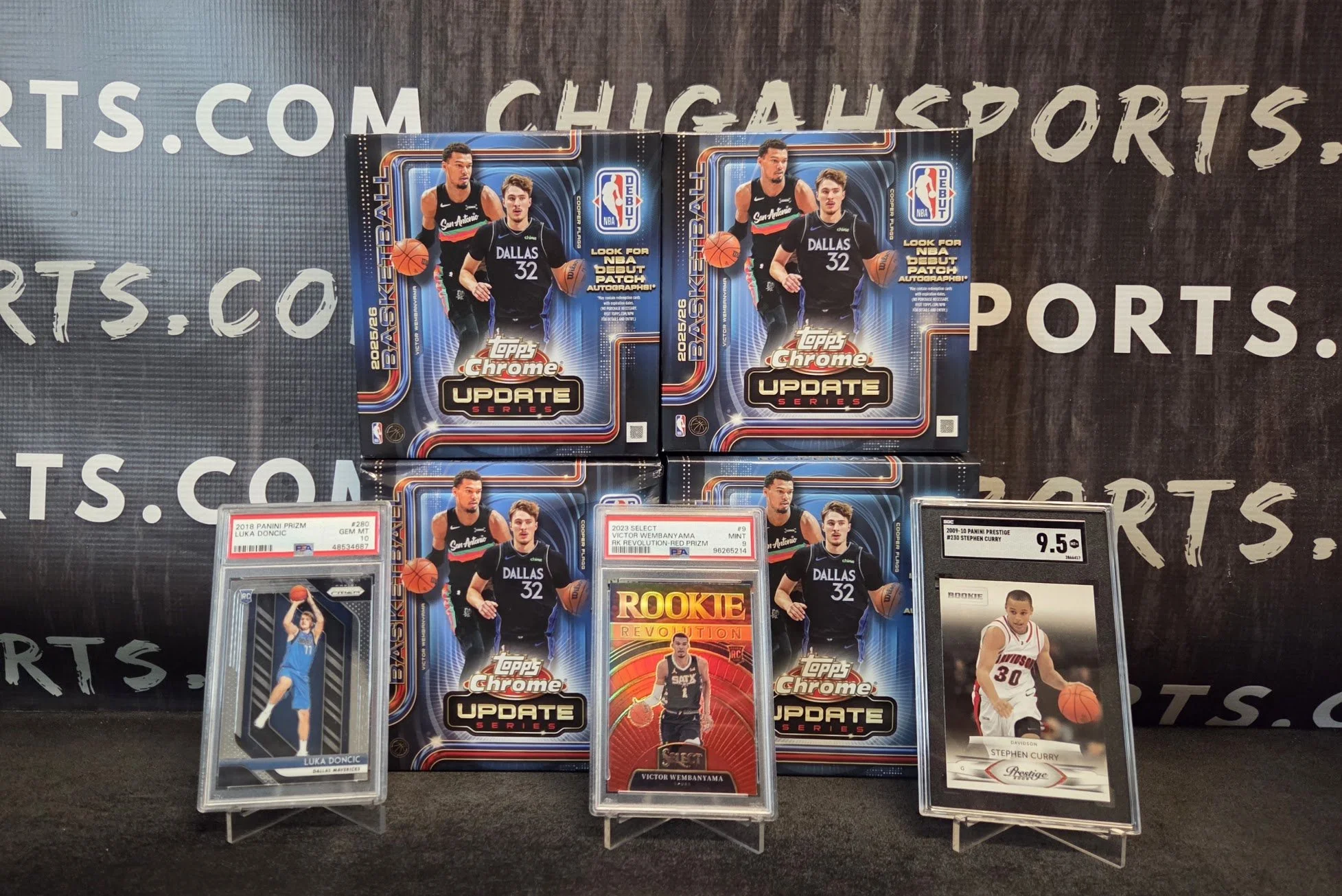 #442G 1-Random Team - 4-Box Topps Chrome Update Mega + 3 SLABS GUARANTEED!