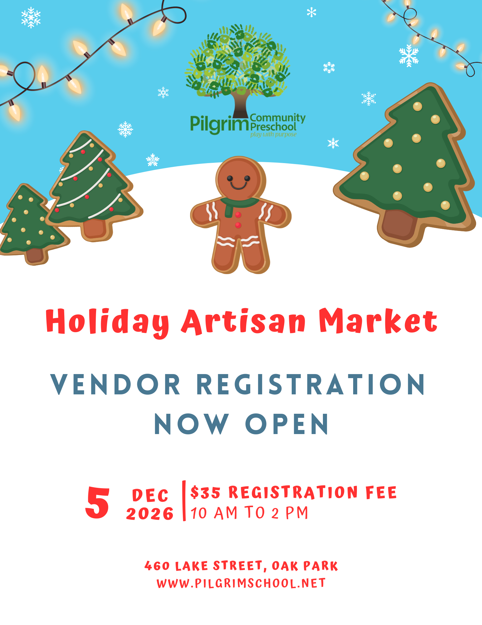 Pilgrim Community Preschool Holiday Artisan Market Registration for Returning Artisans