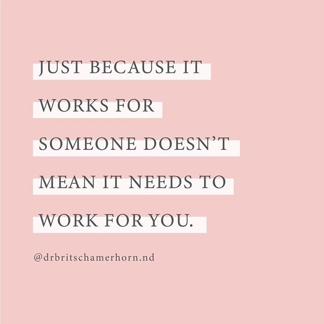 We've all been there. A friend is telling us all about how we MUSSSTT try ______ because it worked so well for them it will certainly work for you.⠀⠀⠀⠀⠀⠀⠀⠀⠀
⠀⠀⠀⠀⠀⠀⠀⠀⠀
Usually, I hear patients talking about this in regards to diet. &quot;I did the sam