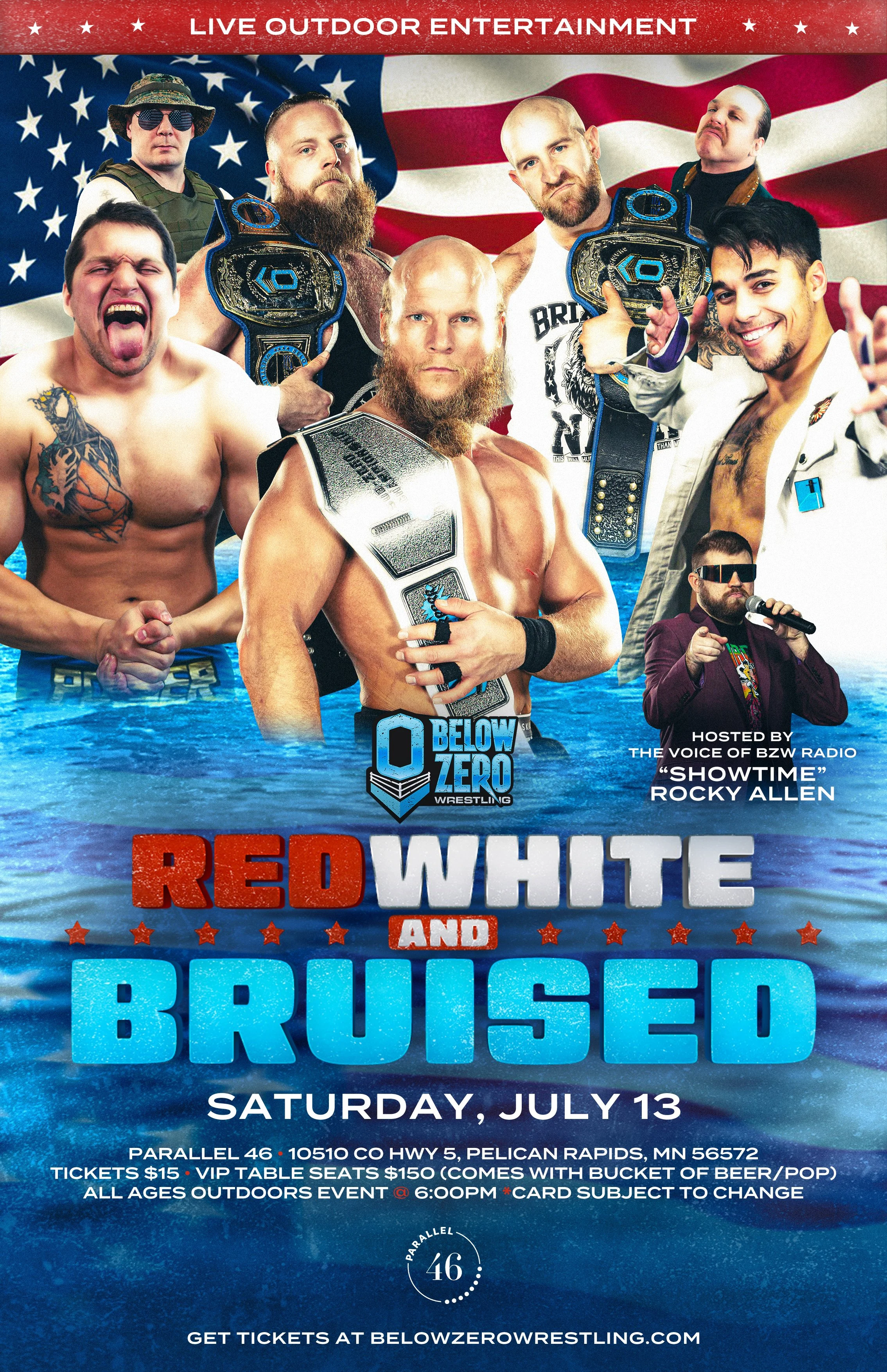 Below Zero Wrestling - Red, White & Bruised