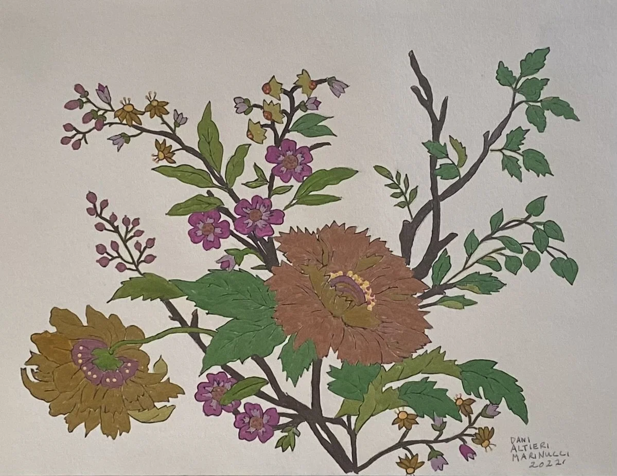 Two Golden Peonies and Pink Dogwood.jpeg