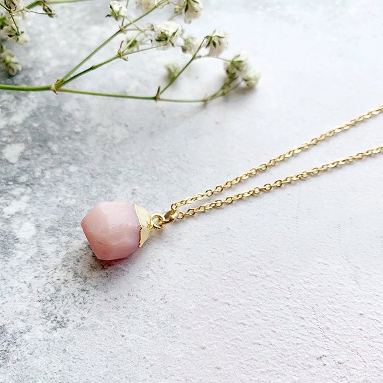 Hera Necklace - Pink Opal — Merry + Bright