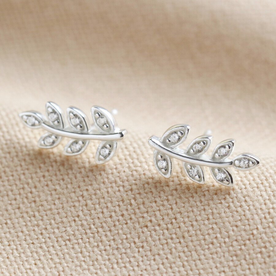 sterling silver sparkly gem leaf earrings1.jpeg