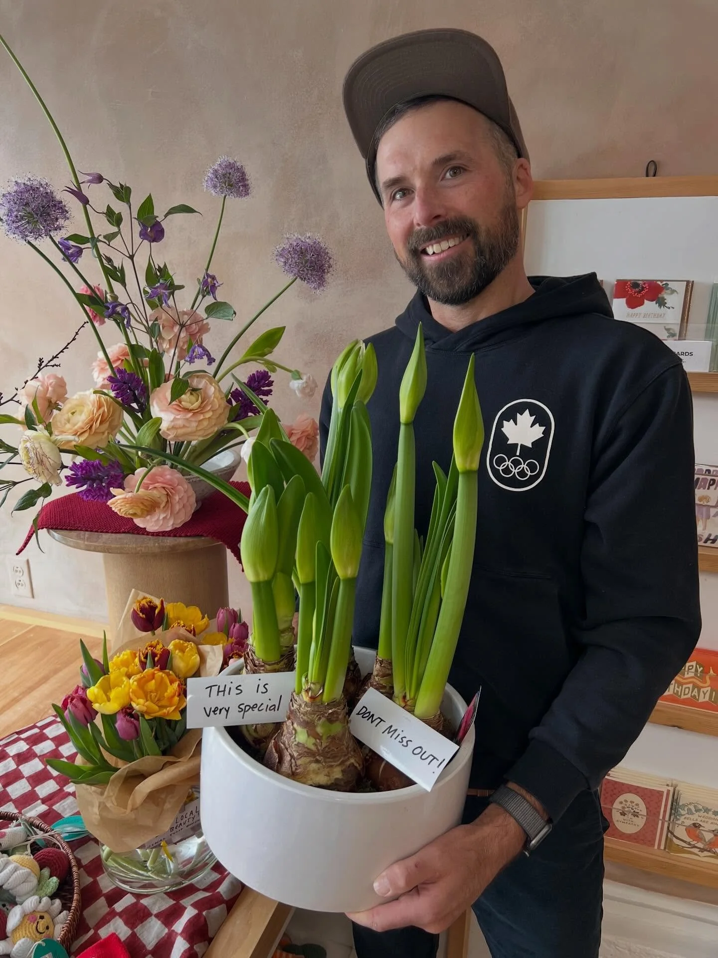 All @fauxno wants for his birthday is to sell this gorg amaryllis planter&hellip;and peace for the world😂 Who is going to make his wish come true? Come say Happy Birthday and pick up some storm flowers for tomorrow!
