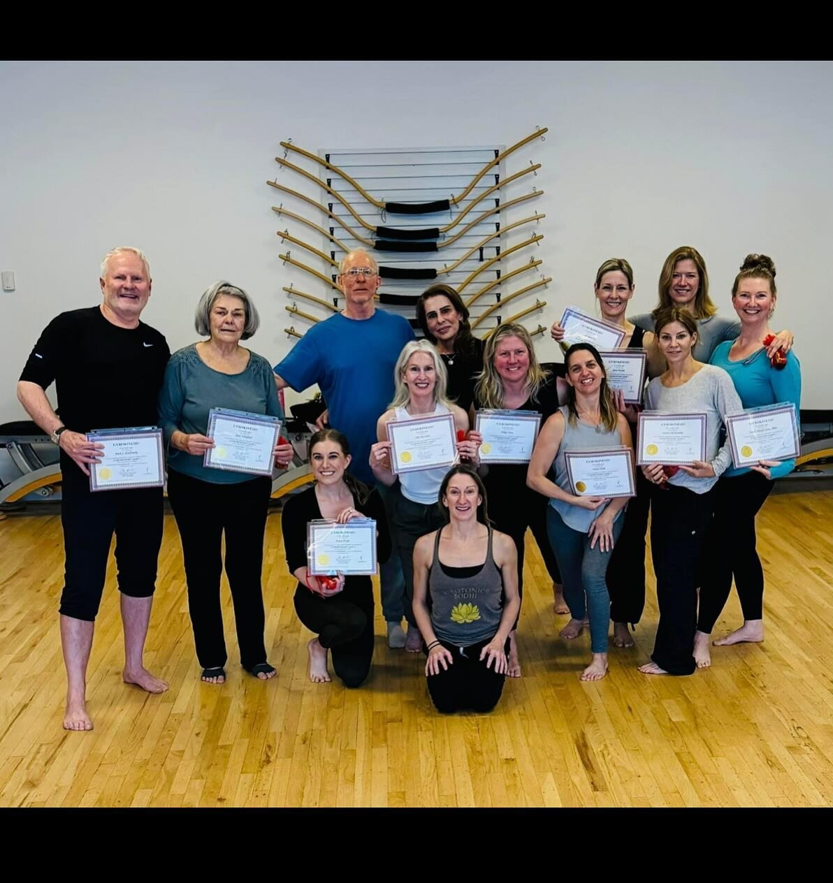 Finally completed my Gyrokinesis certification that I started in 2008. Had to start the process all over but so worth it because I got to spend time with these glorious movers. Big thanks and gratitude to Master Trainer Jen ! @gyrotonicbodhiboulderco