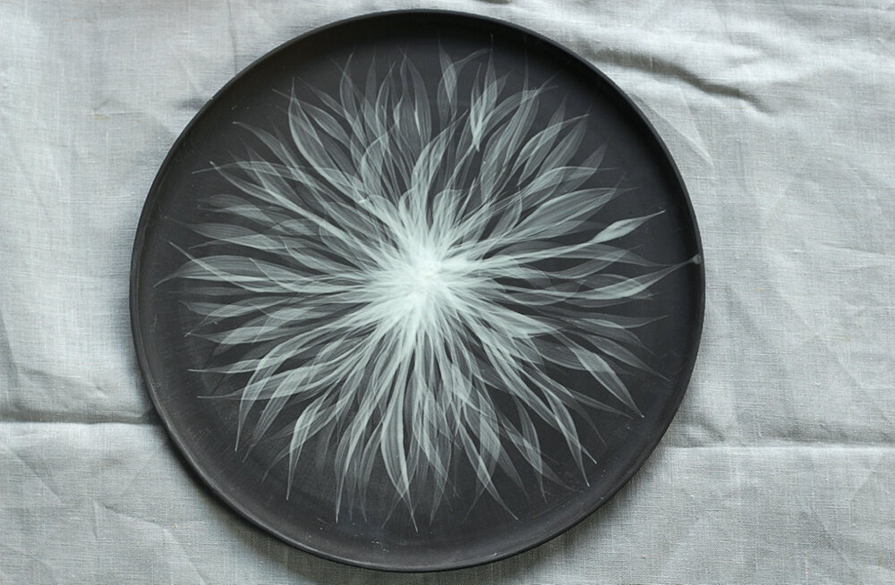 Dahlia black plate full shot bone china unglazed reiko kanekolow res4.jpg