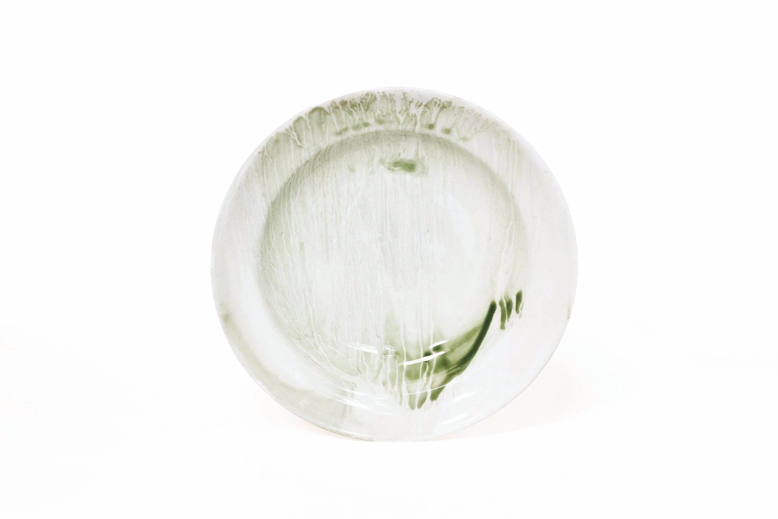 Green Wash Rimmed Serving Bowl