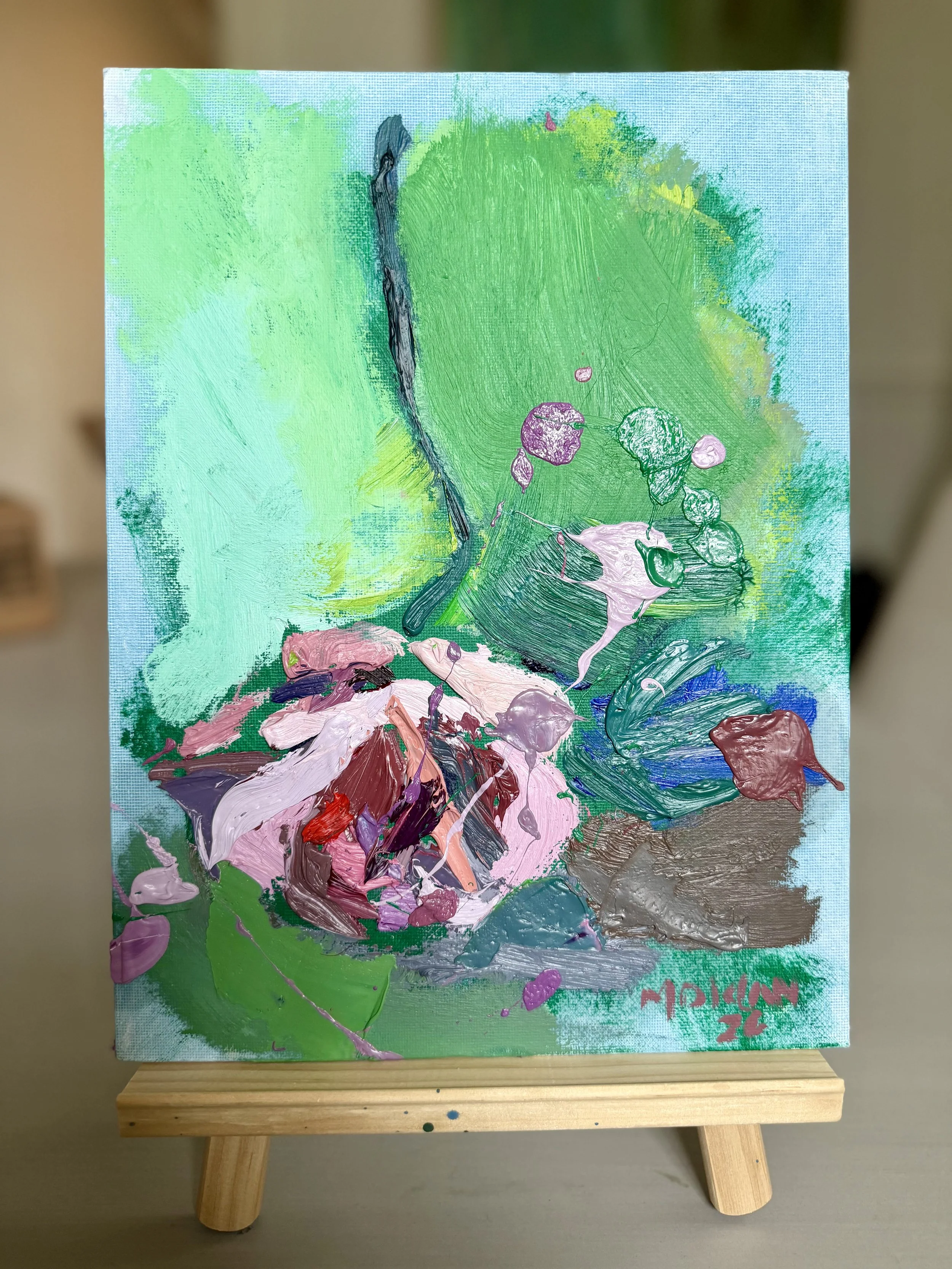 Party Rose No. 5 (Green), 9"x12" Framed