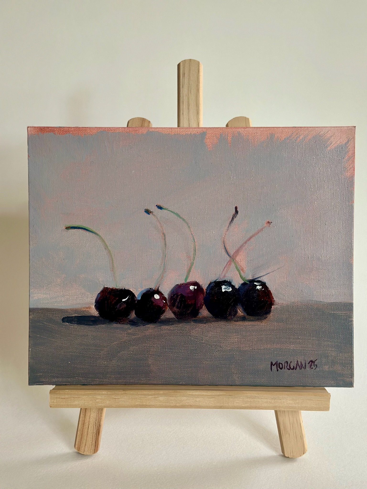 Five Dark Cherries, 8"x10"