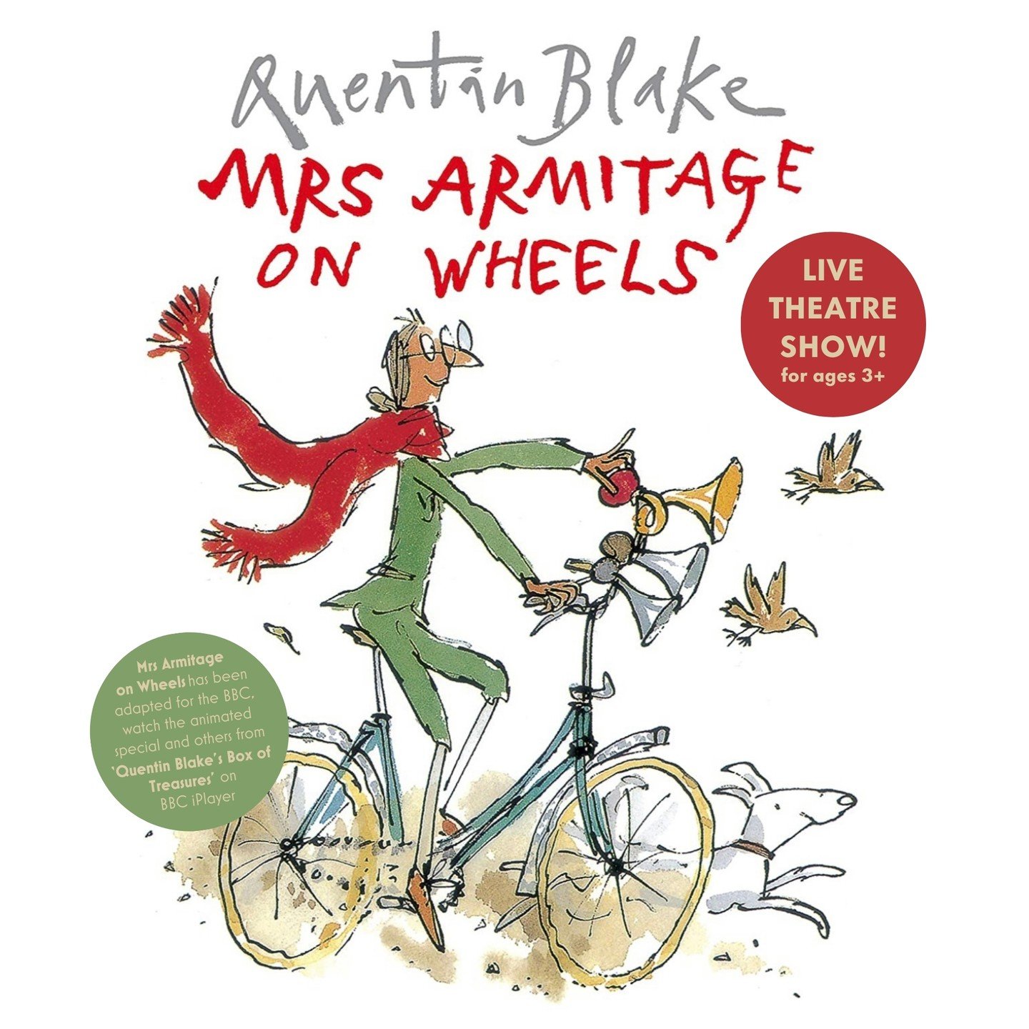 If you could change anything on your bicycle, what would it be? A comfy new saddle? An ice cream maker? Rocket boosters?!

When Mrs Armitage goes out for a ride with her trusty dog Breakspear, she decides her bicycle needs improvement. With a new hor