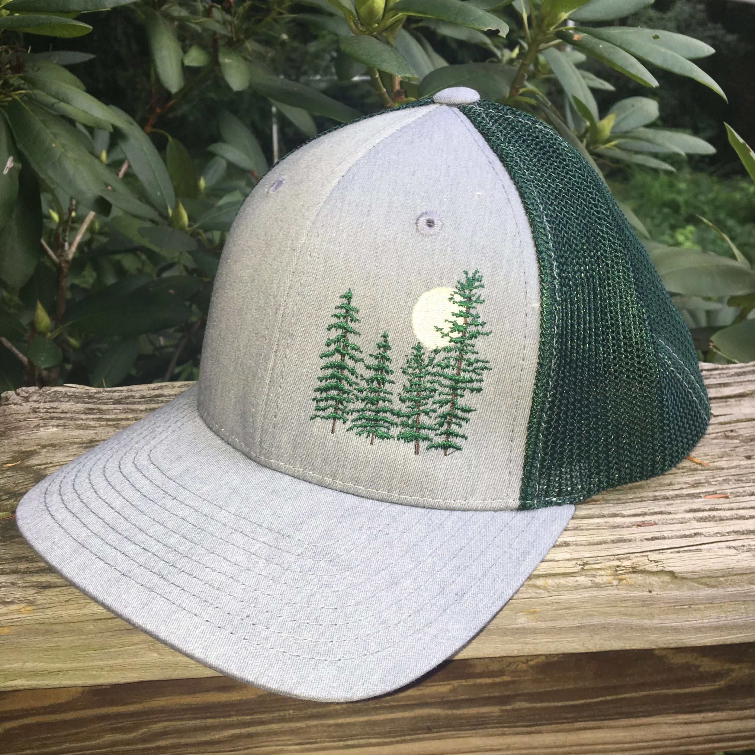 Moonlit Pines Embroidered Trucker Hat