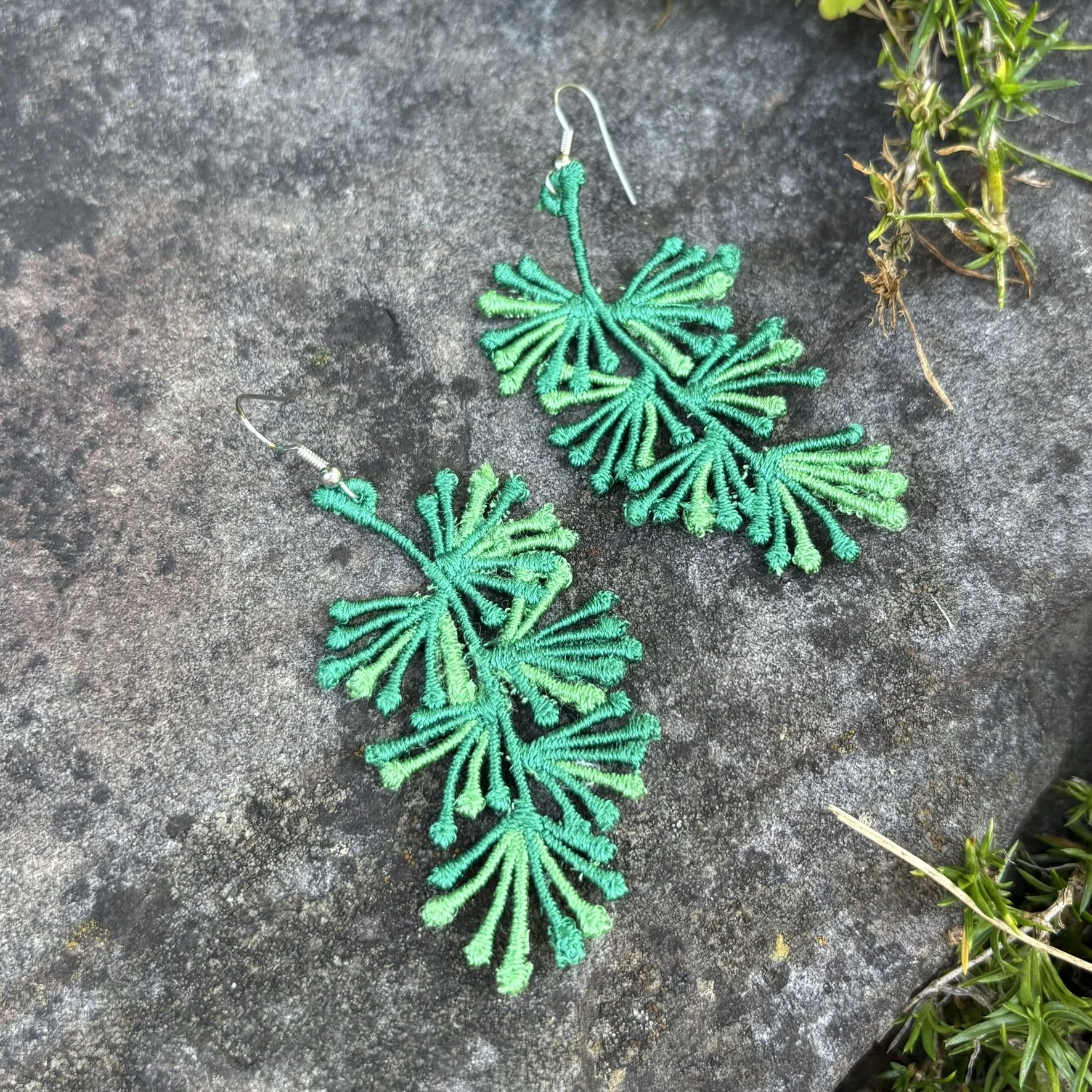 Larch Leaf Handmade Embroidered Earrings
