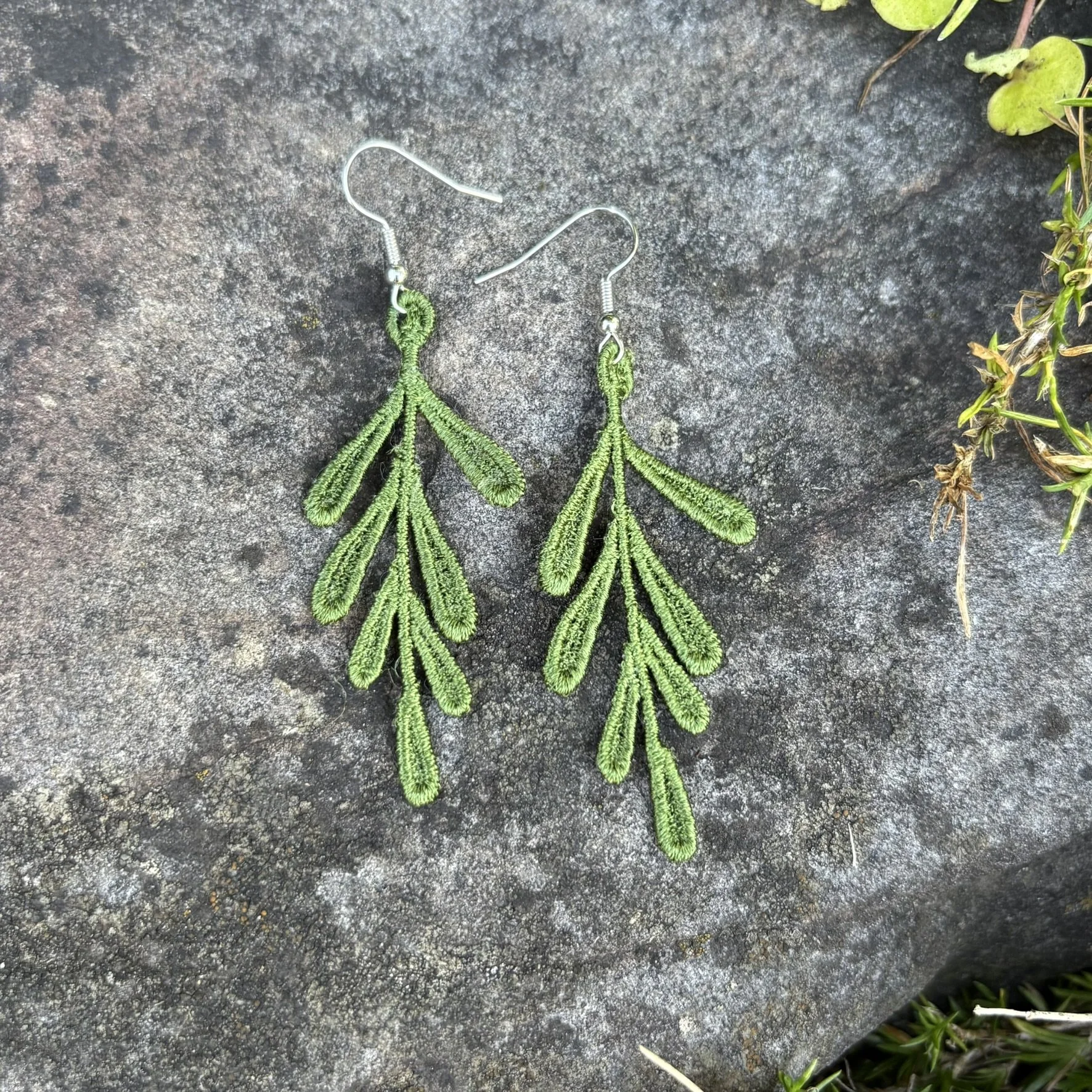 Rowan Leaf Handmade Embroidered Earrings