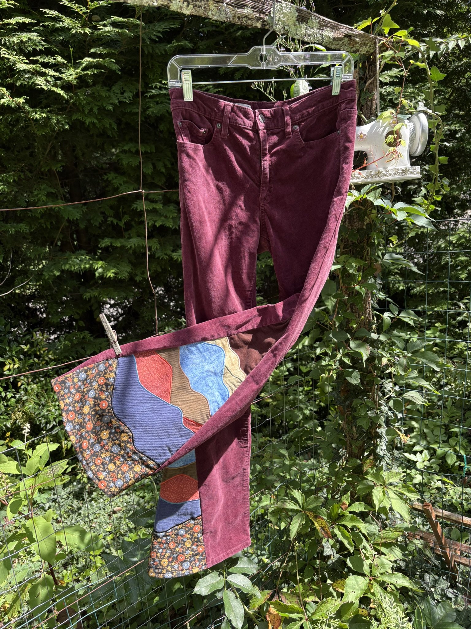 
Blue Ridge Mountains Upcycled Bell Bottom Corduroys