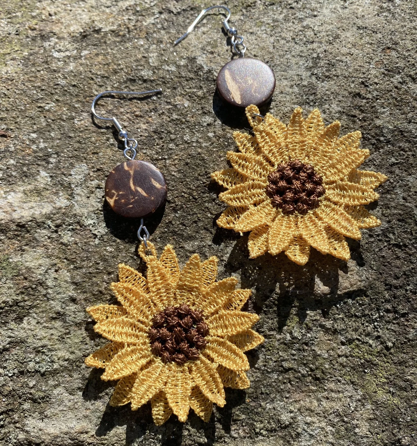 Sunflower Handmade Embroidered Earrings - SOLD OUT