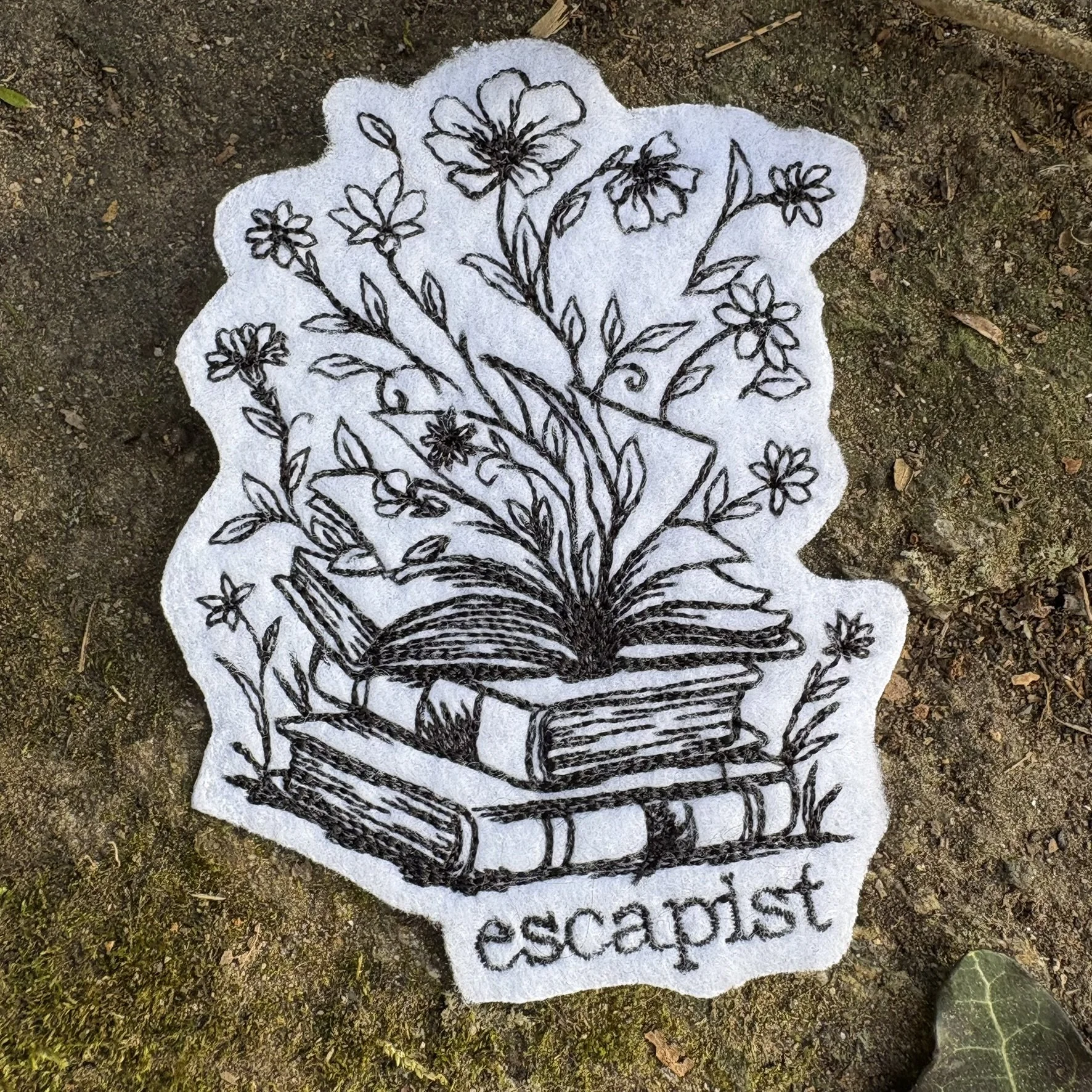 Escapist Handmade iron-on embroidered patch