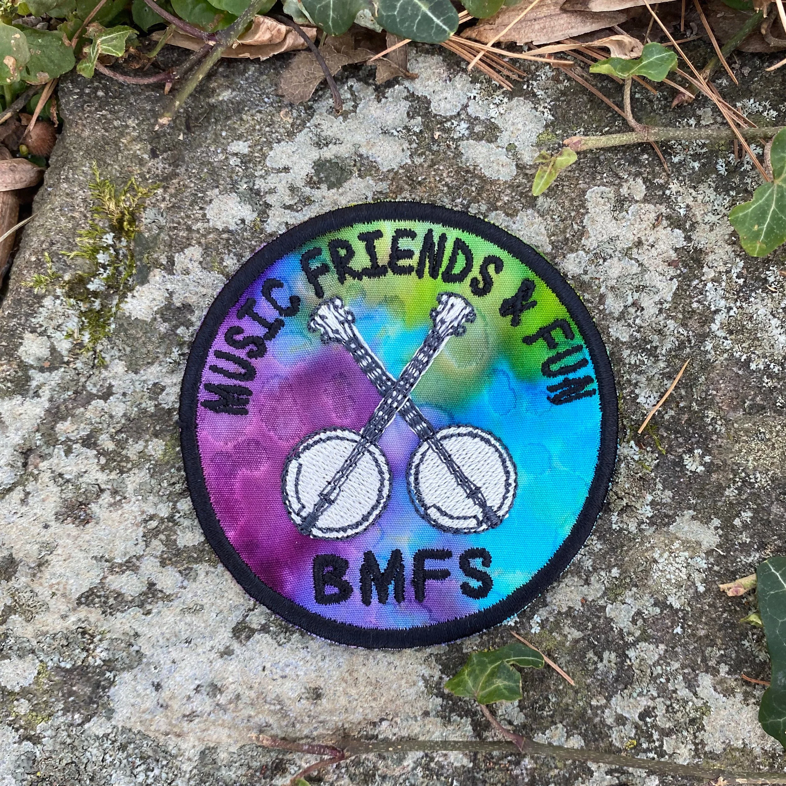 BMFS Dos Banjos Handmade iron-on embroidered patch