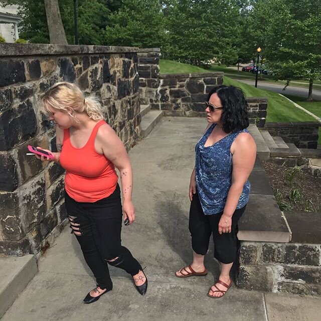 Rehearsing in the hot sun on your behalf. Check us out tomorrow for Reimagining the Village. Link to RSVP in bio. 
#akronartist #sitespecifictheatre #k880champs 
#akron