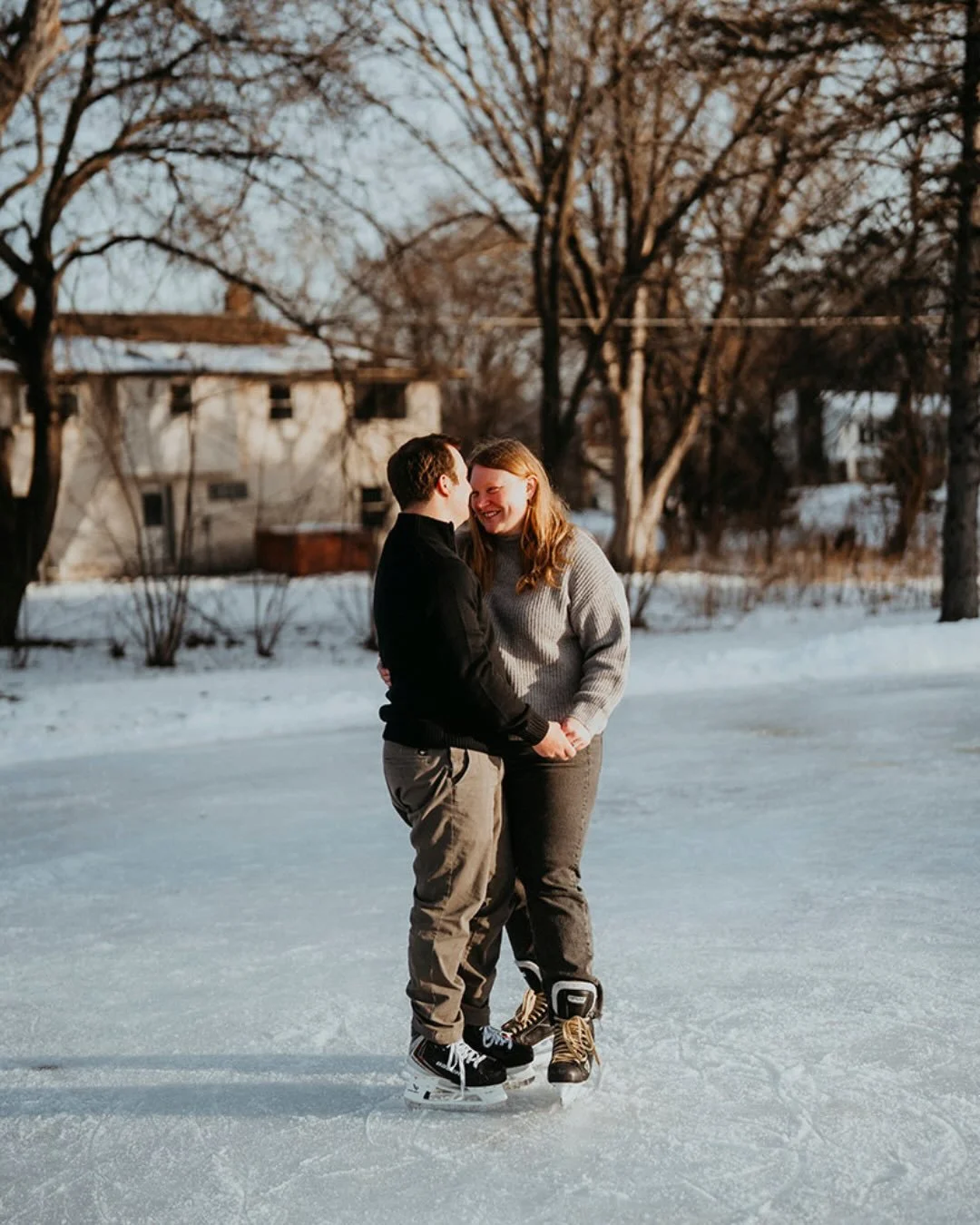 Some couples bring champagne.
These two brought skates. 🏒❄️
We spent the afternoon doing what they actually love &mdash; lacing up, chasing the puck, falling a little, laughing a lot, and letting the session unfold exactly as it should. No pressure.