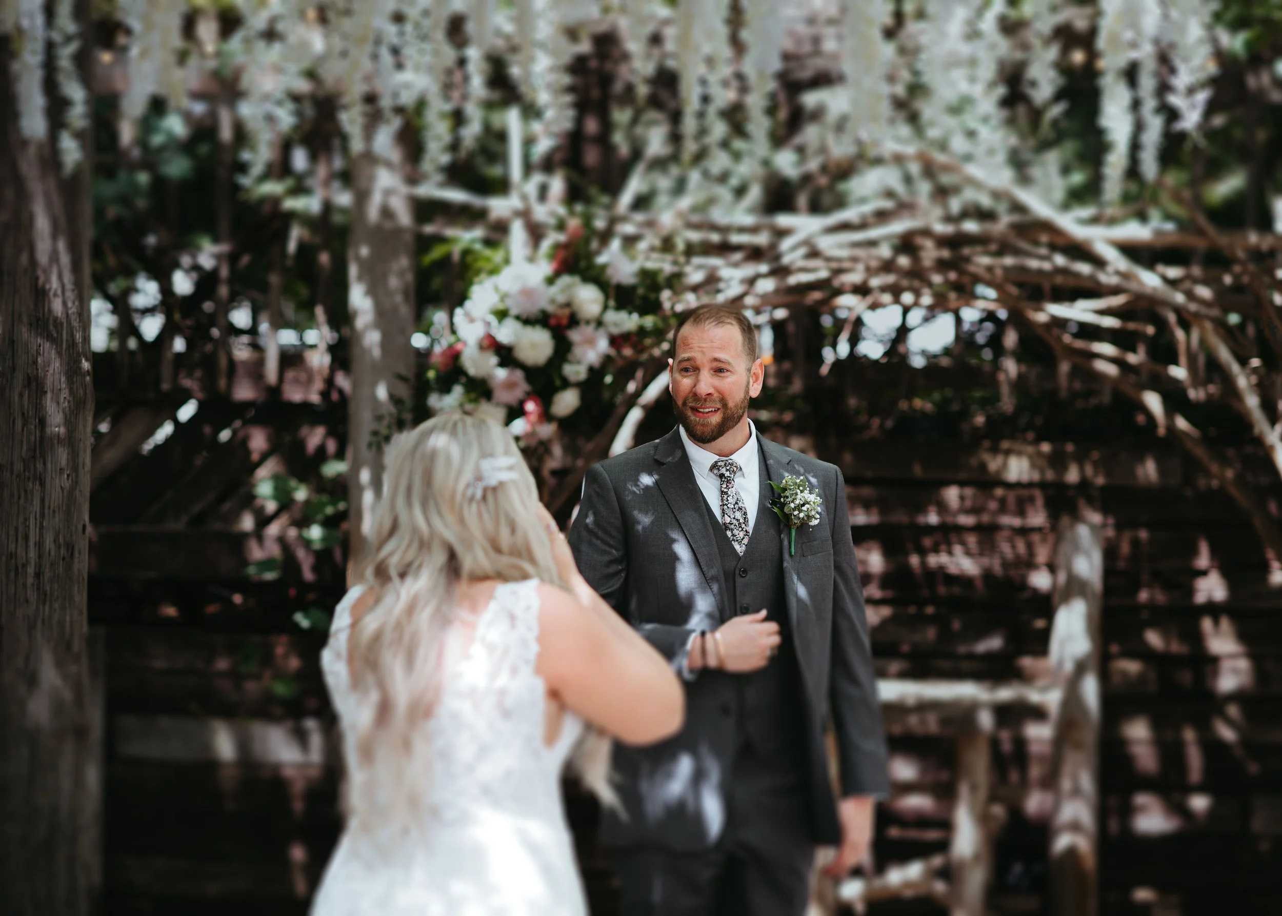 Minnesota Wedding Photography, The Gardens of Castle Rock. Emotional first look.