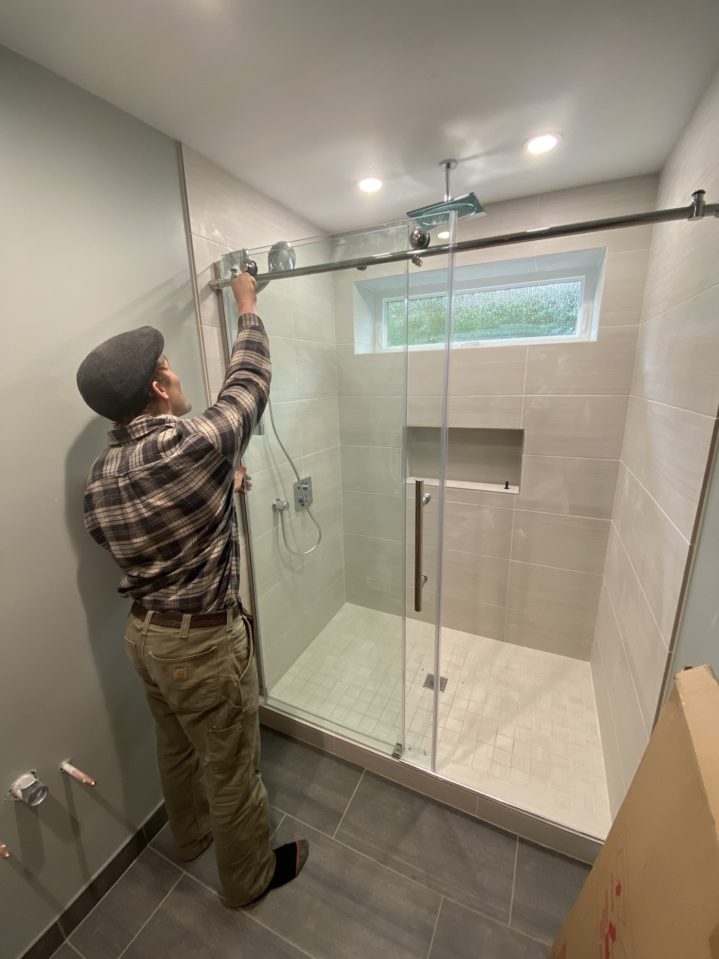 Euro-style simplicity and elegance of the walk-in shower Near Seattle, Washington