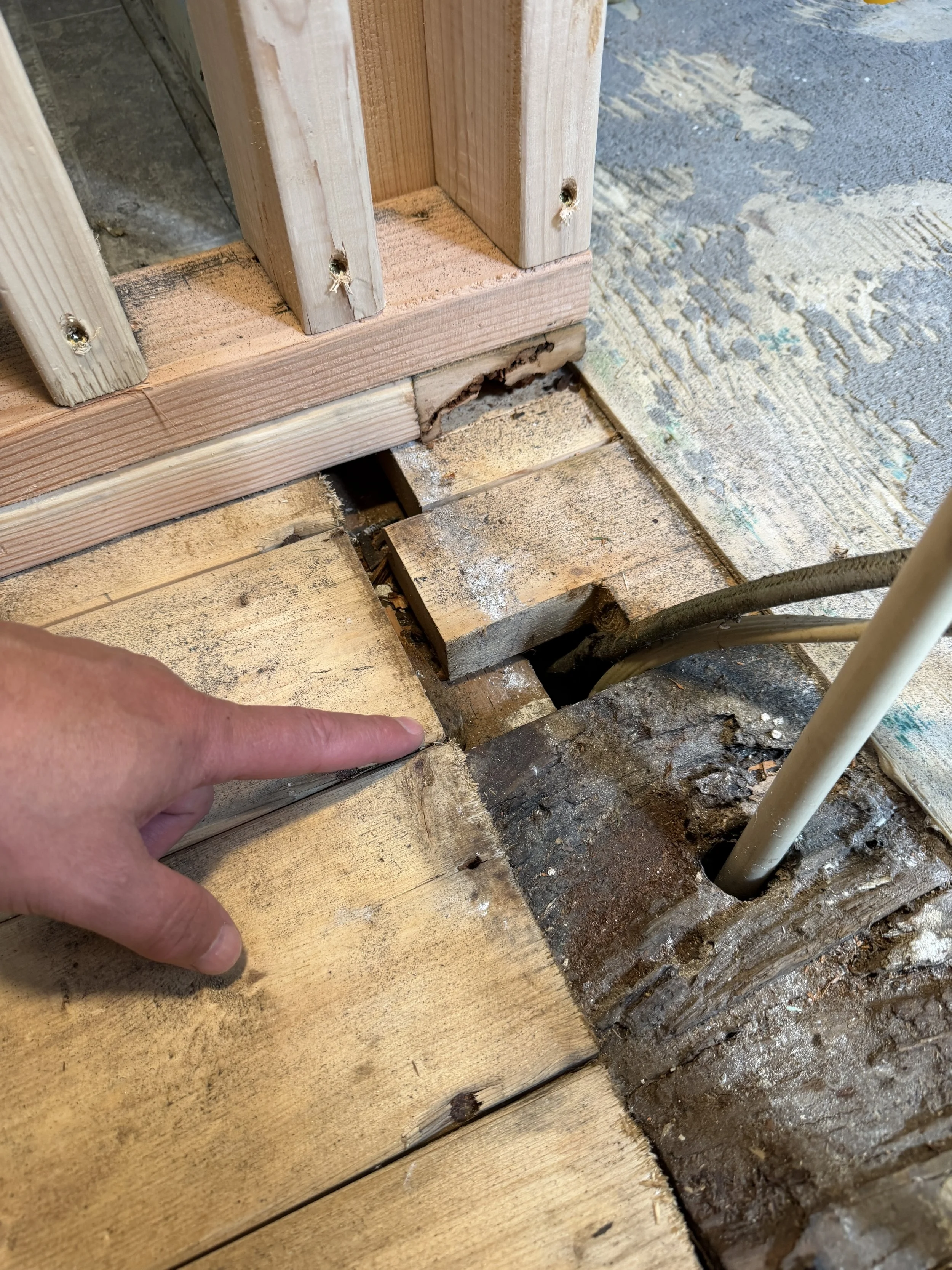 Tongue and groove car decking flooring in Seattle crawl