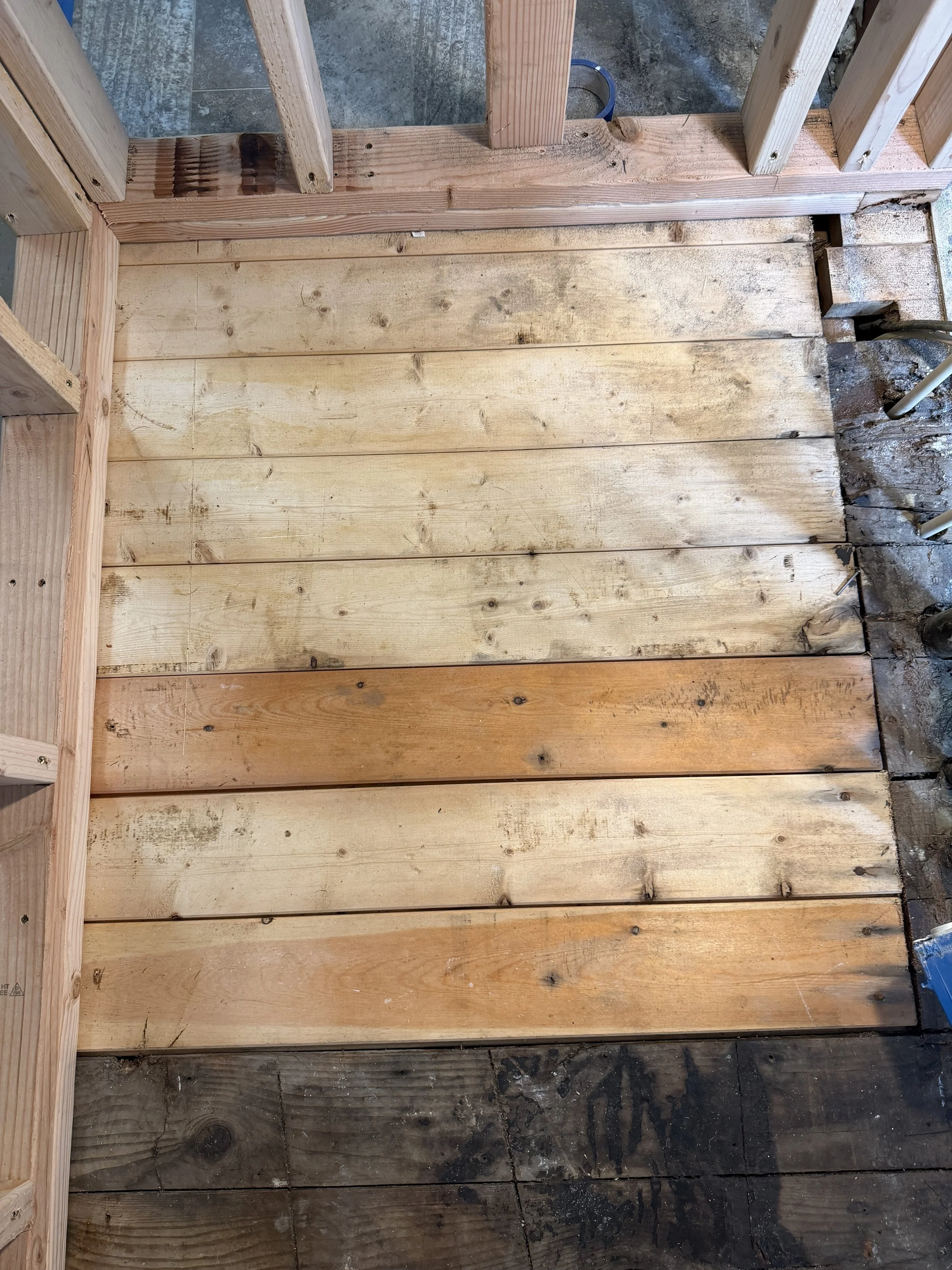 Tongue and groove car decking flooring in Seattle crawl