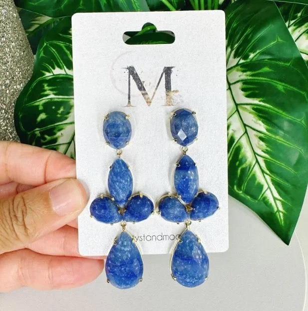 Blue Aventurine Faceted Drop Earrings