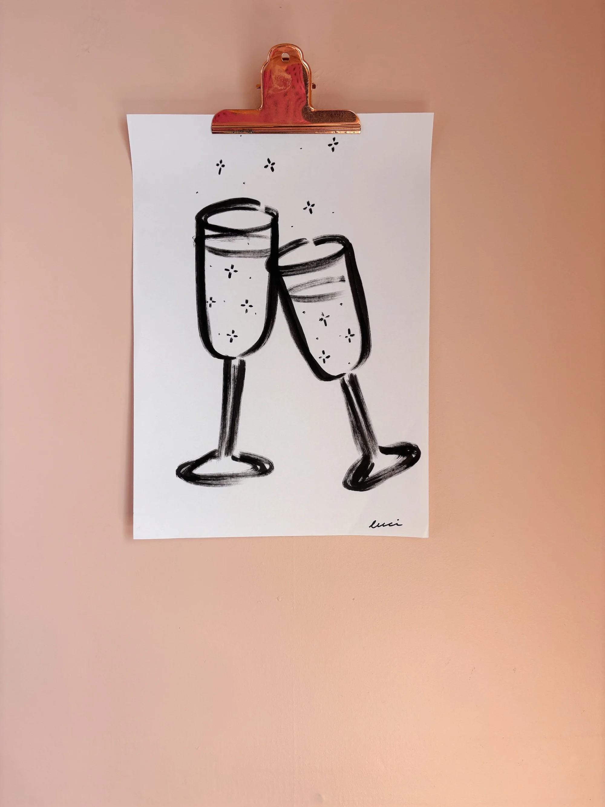 Sparkling Cheers A4 Original Art