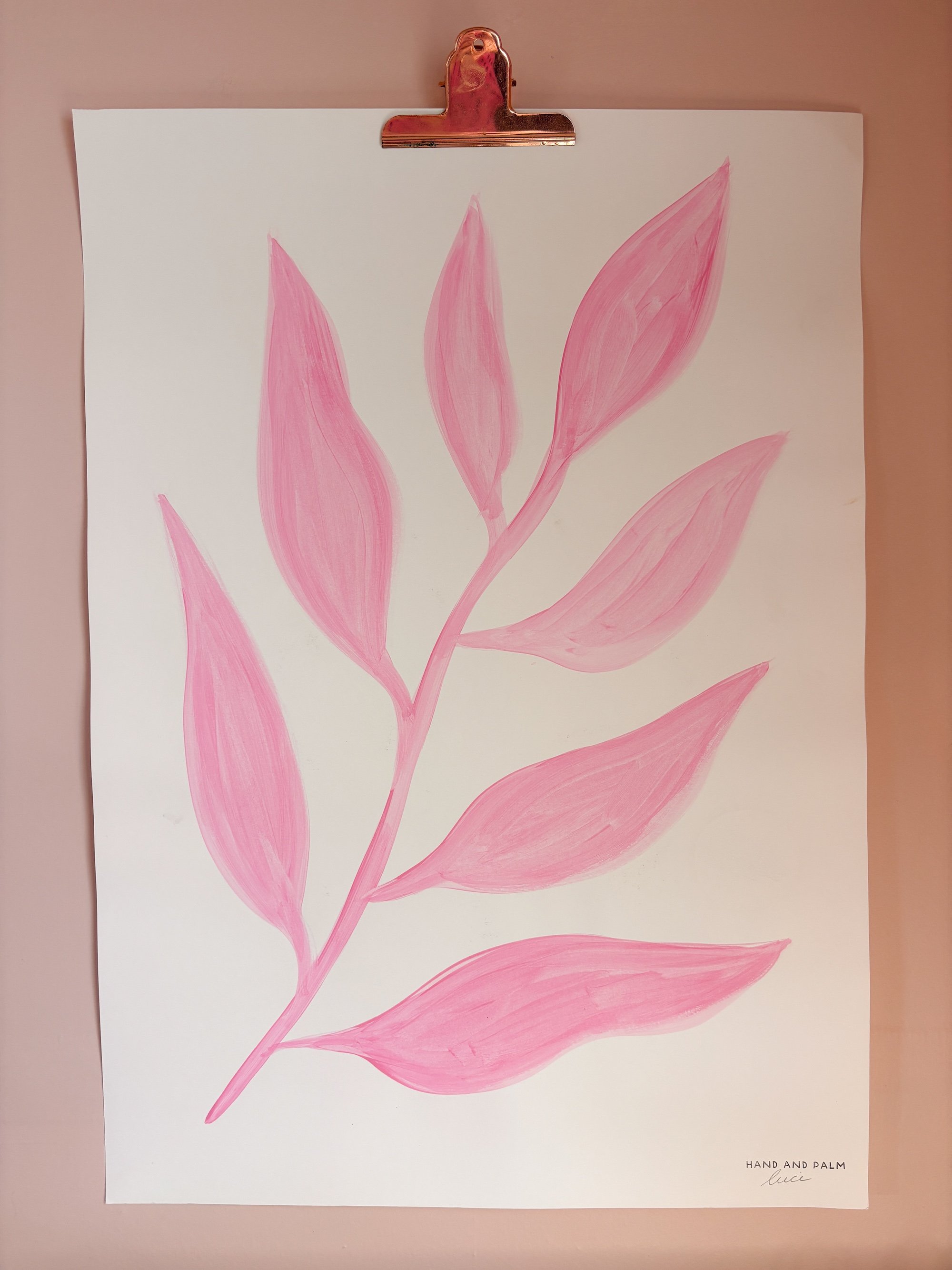 Pink Leaves A2 Original Art