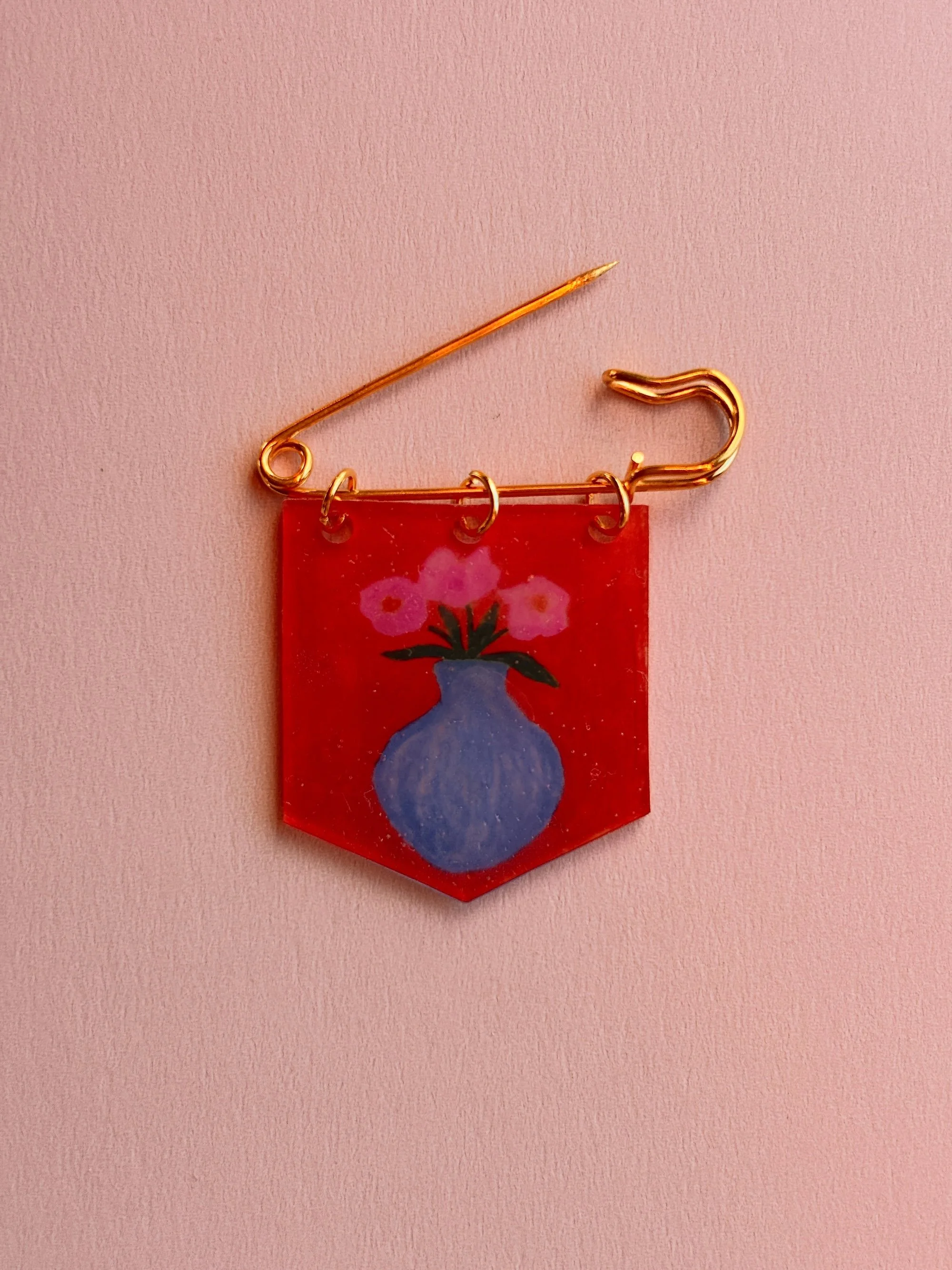 Pink Flower Vase Pin