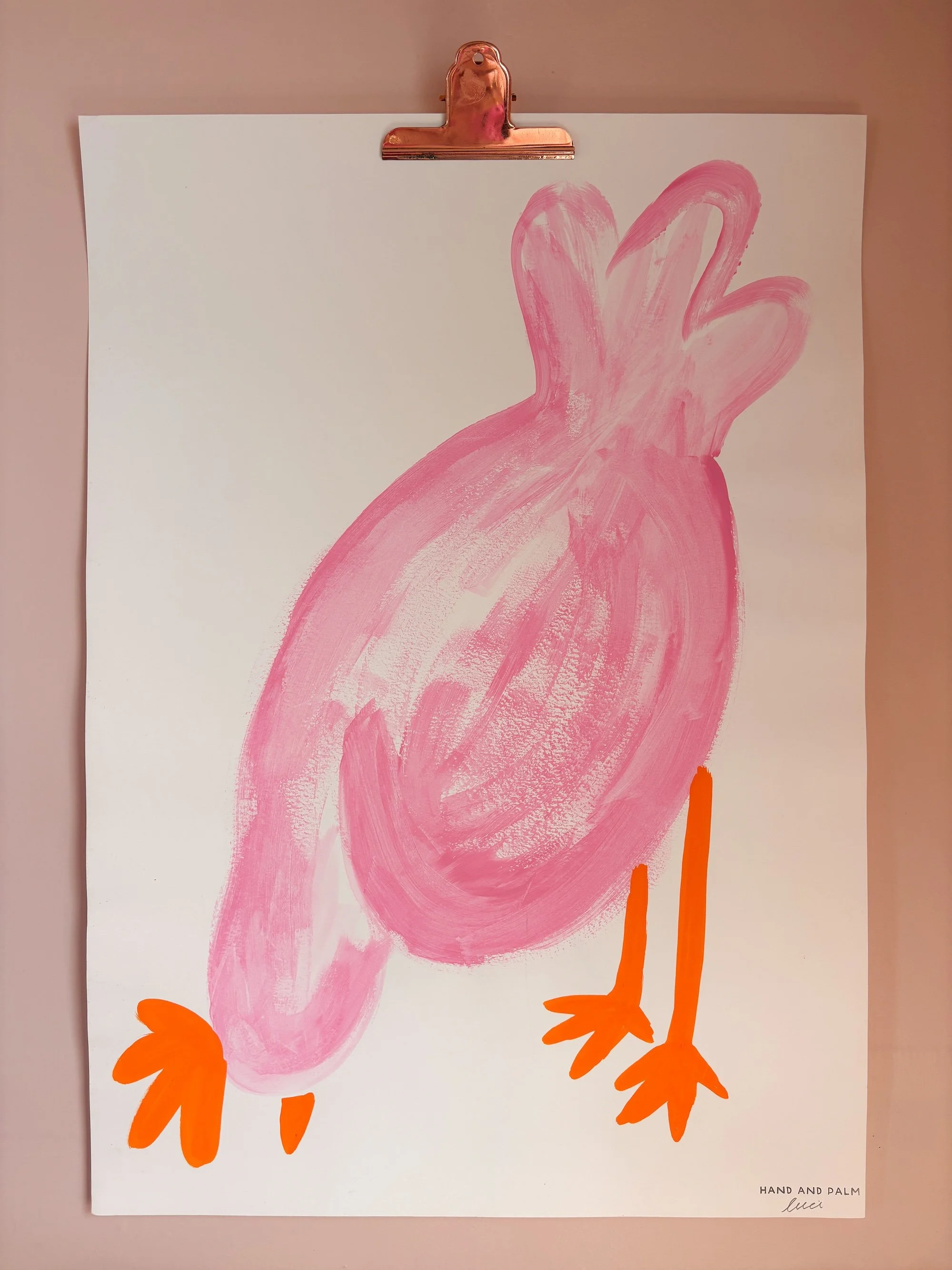 Big Pink Chicken A2 Original Art