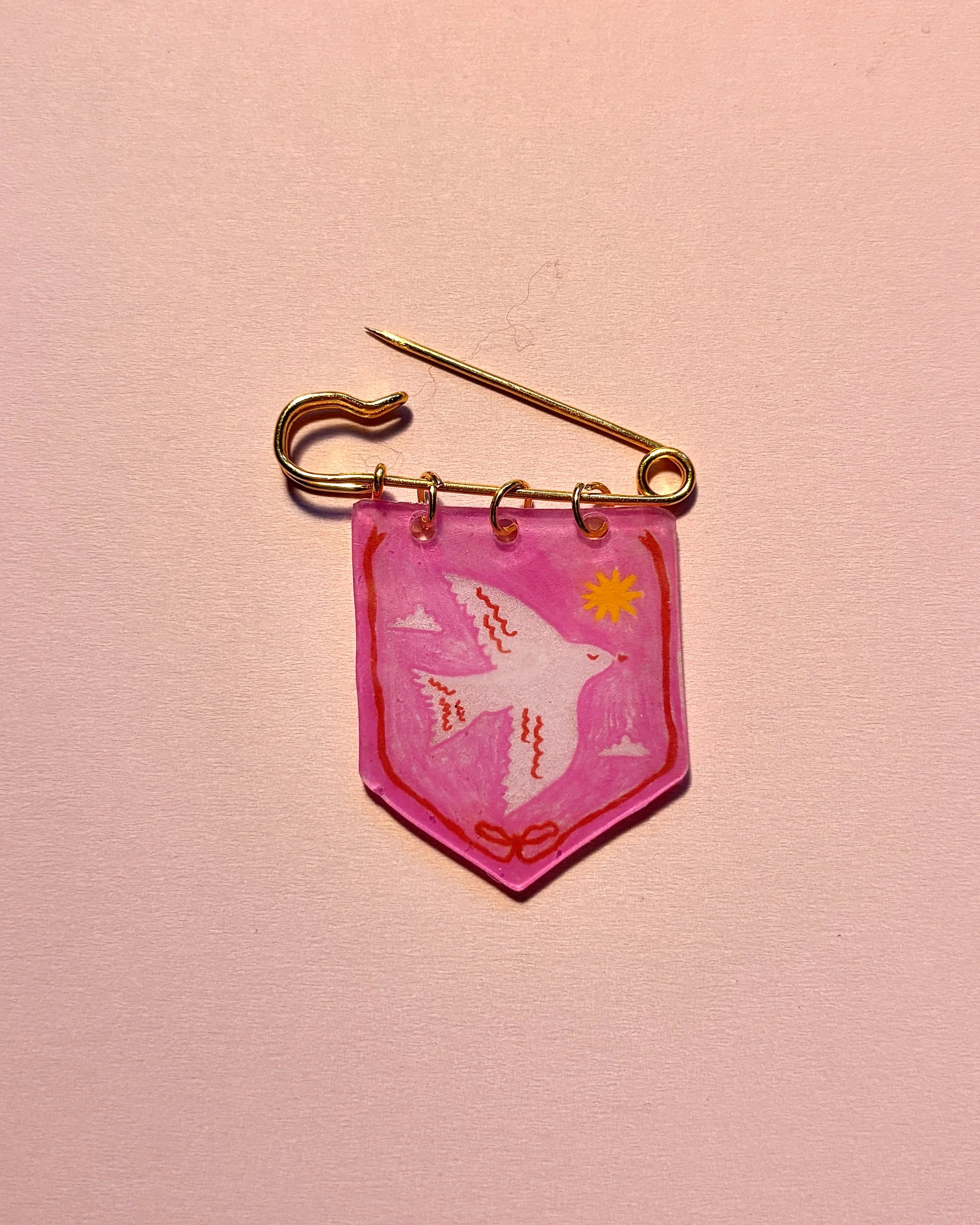 Pink Bird Pin