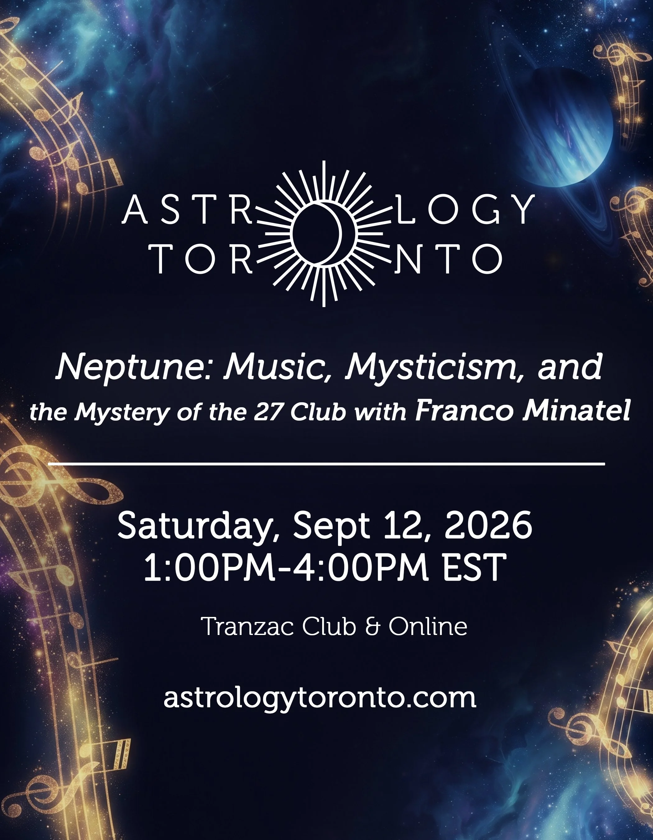 Sept 12 Ticket - Neptune: Music, Mysticism, and the Mystery of the 27 Club with Franco Minatel