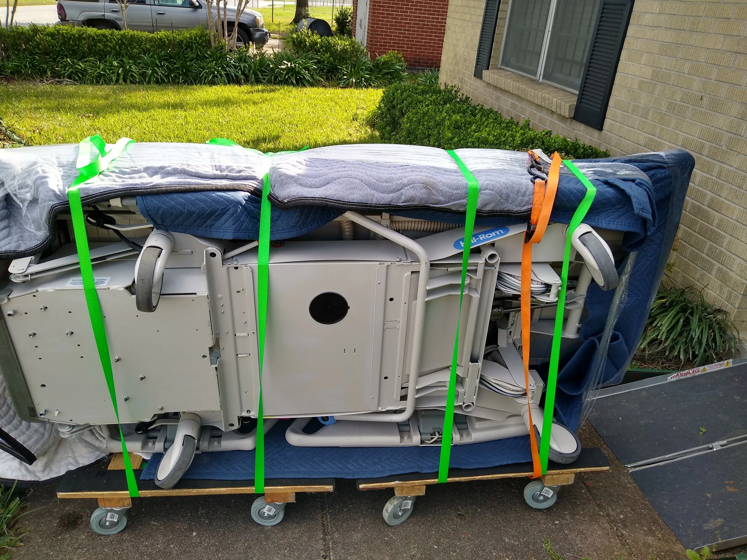 A hospital bed logistics project to transport to a client. RYKERGO - a subcontracted logistical service engaged by sellers to support their clients. We bring extensive experience handling unique, vintage, and custom product types that require careful