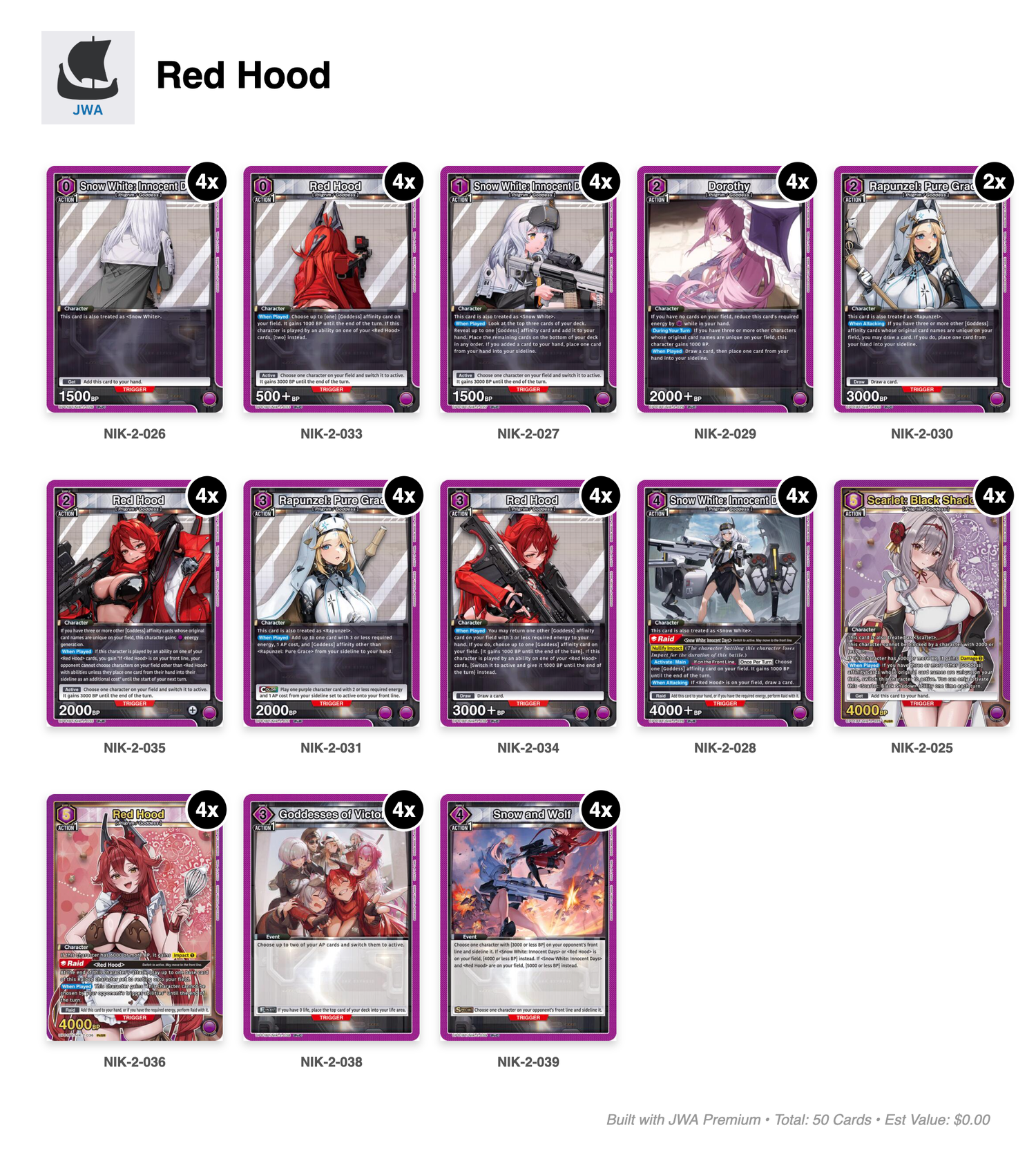 NIKKE Deck List