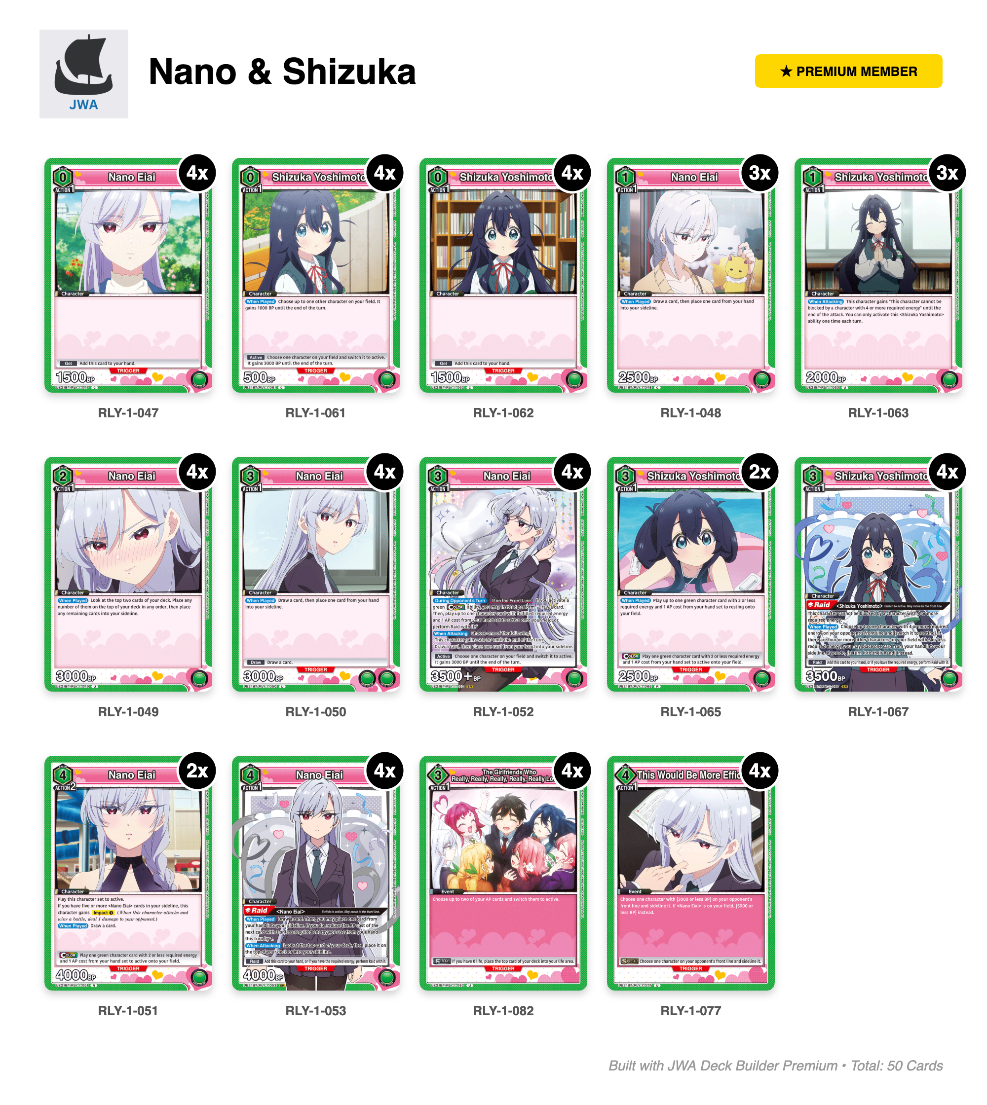 The 100 Girlfriends Who Really, Really, Really, Really, REALLY Love You Deck List