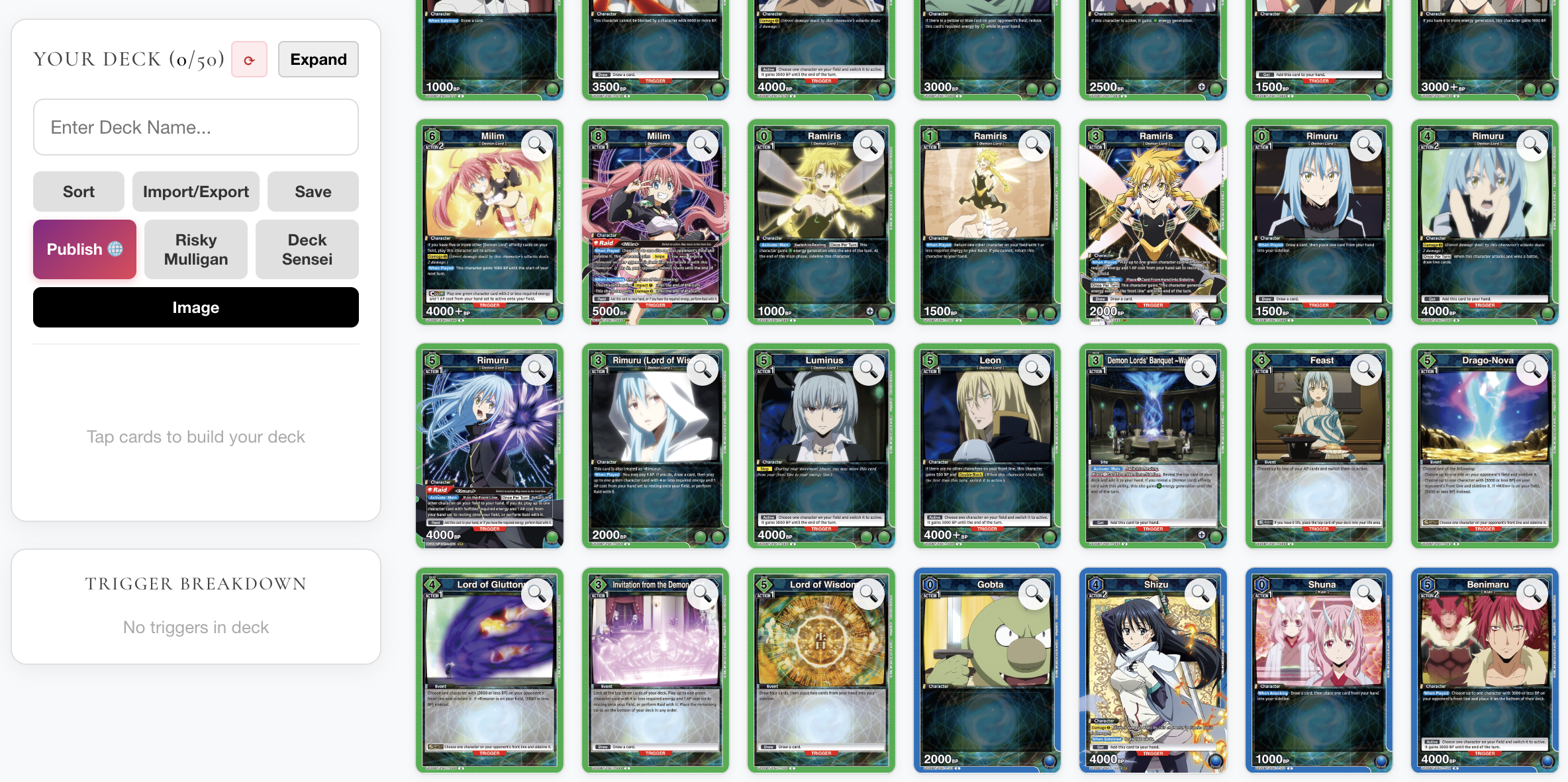 That Time I Got Reincarnated as a Slime added to the JWA Deck Builder for UNION ARENA