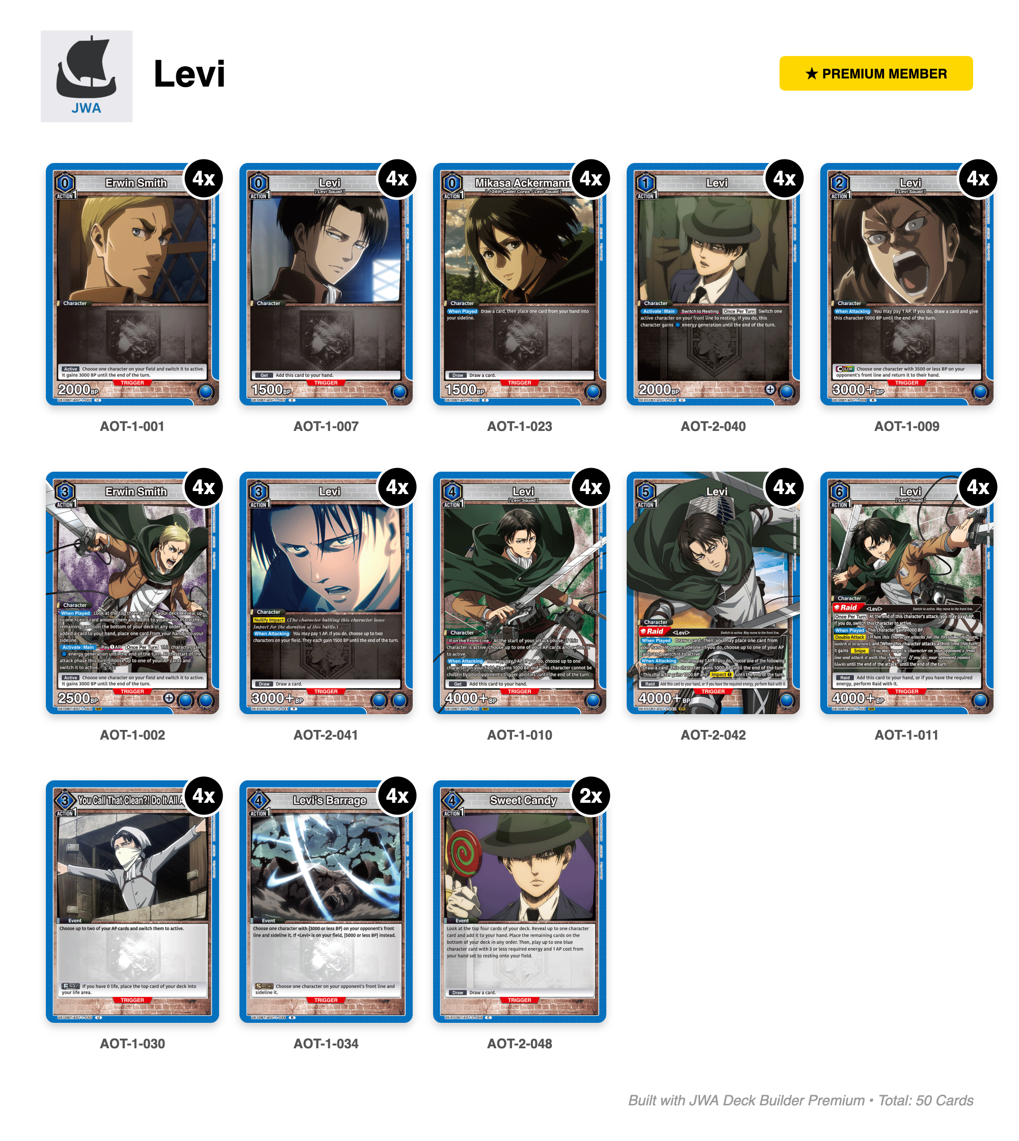 Attack on Titan Deck List