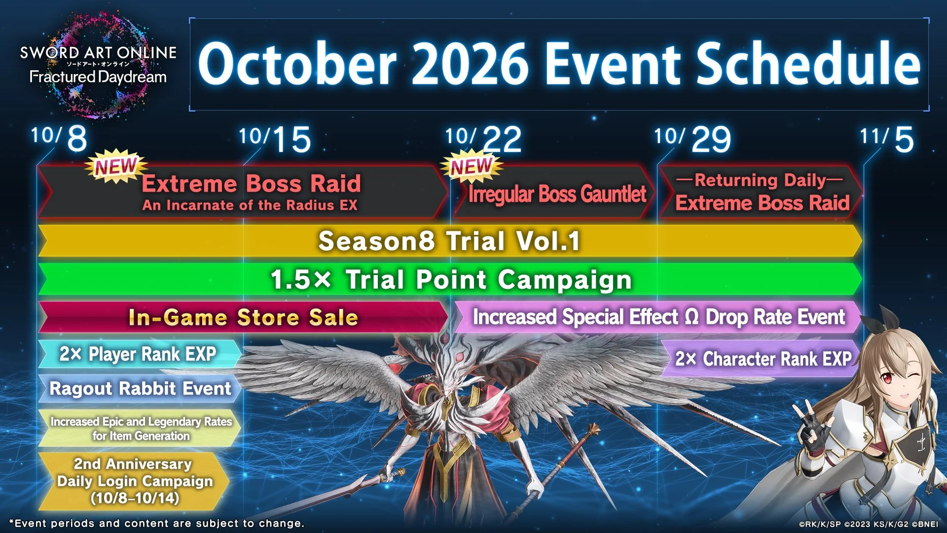 October Content Schedule for SAOFD