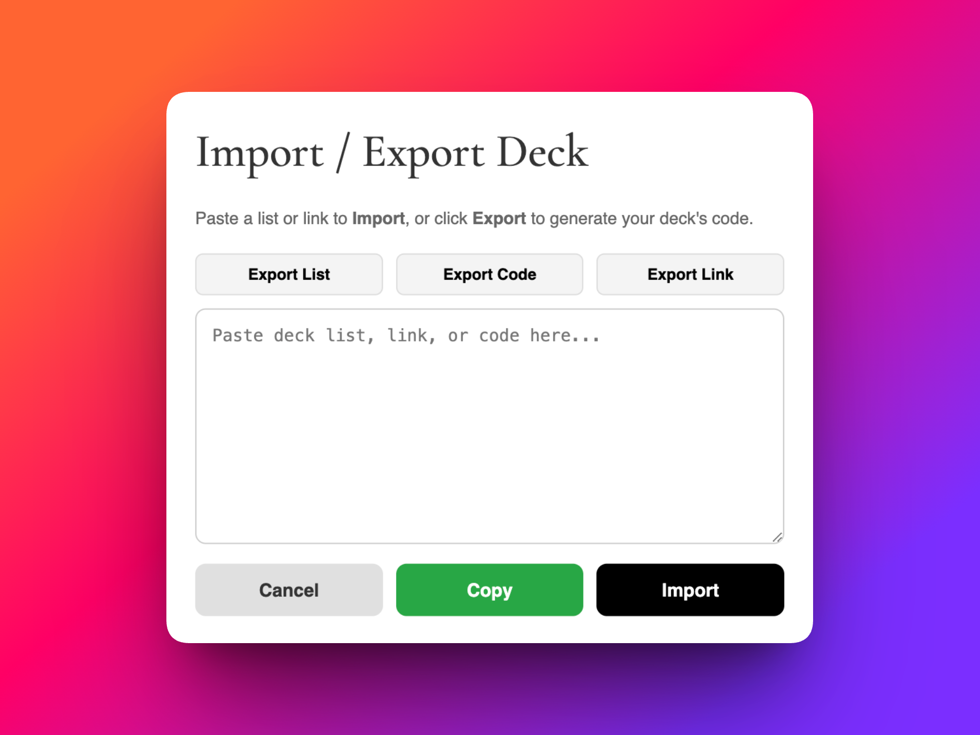 Enhanced Import Export for JWA Premium Deck Builder