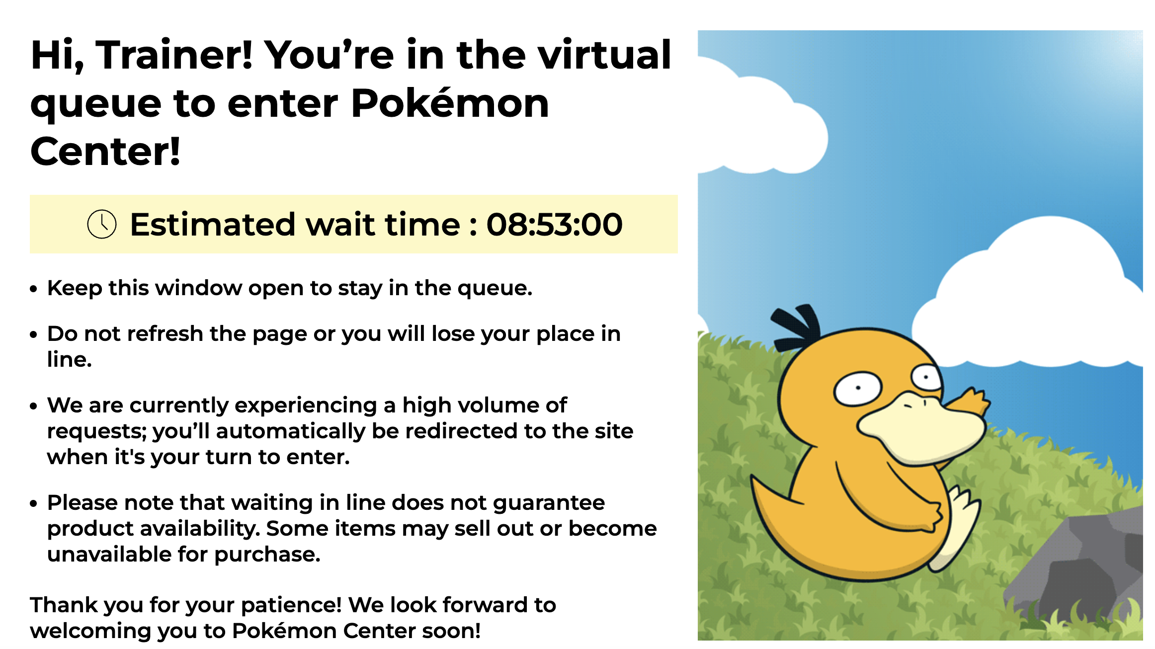 Pokemon Center Wait Time