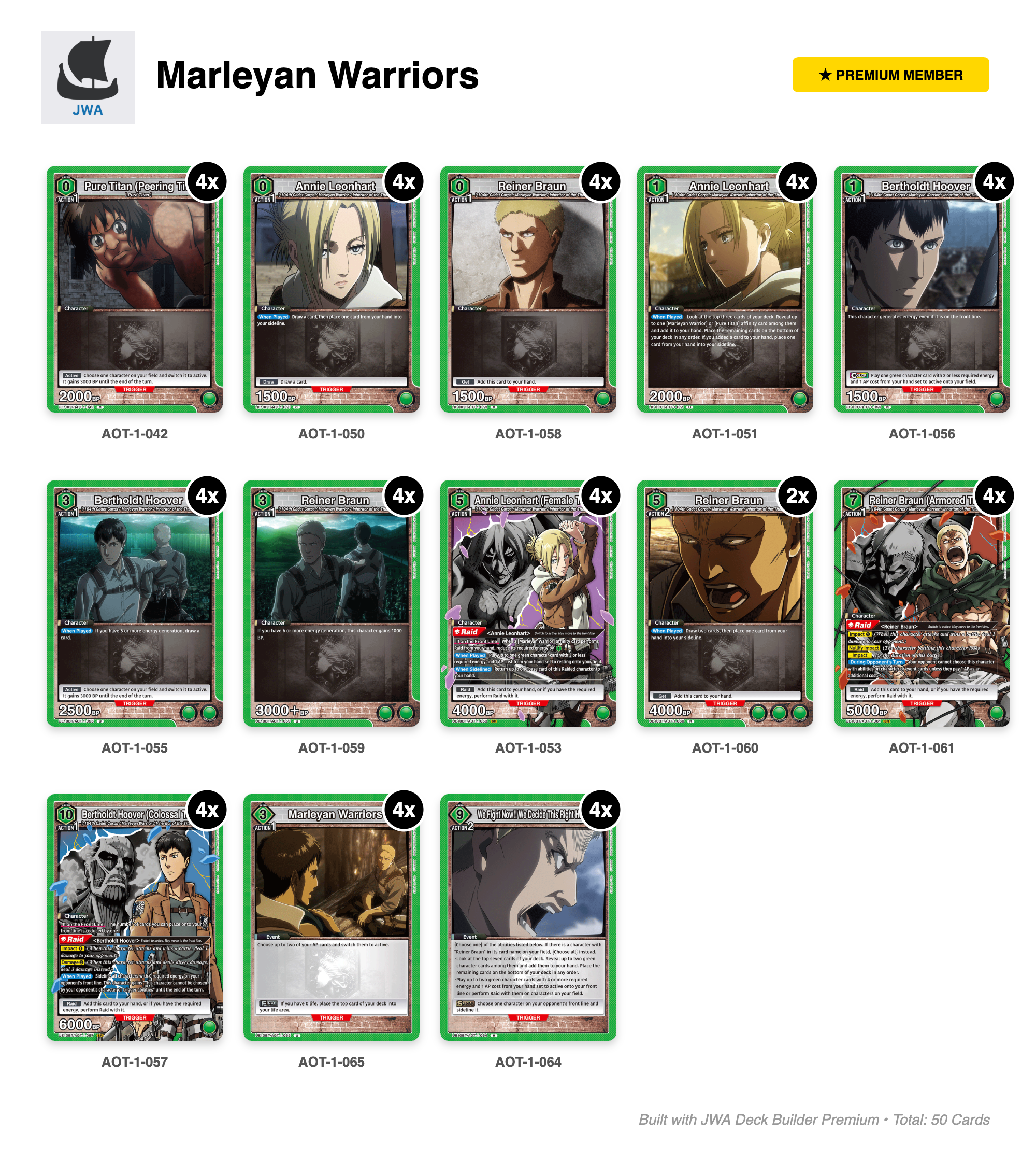 Attack on Titan Deck List