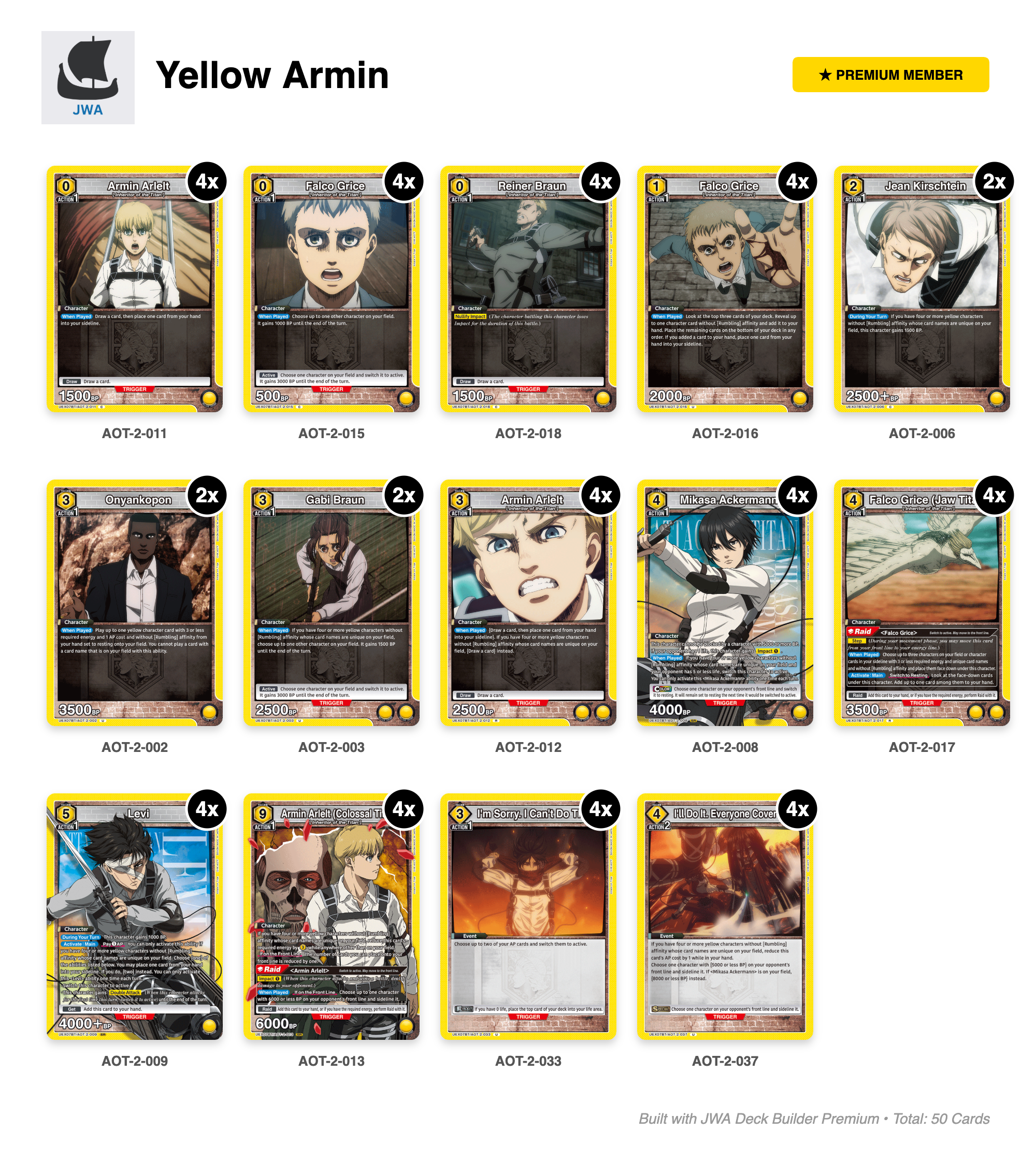 Attack on Titan Deck List