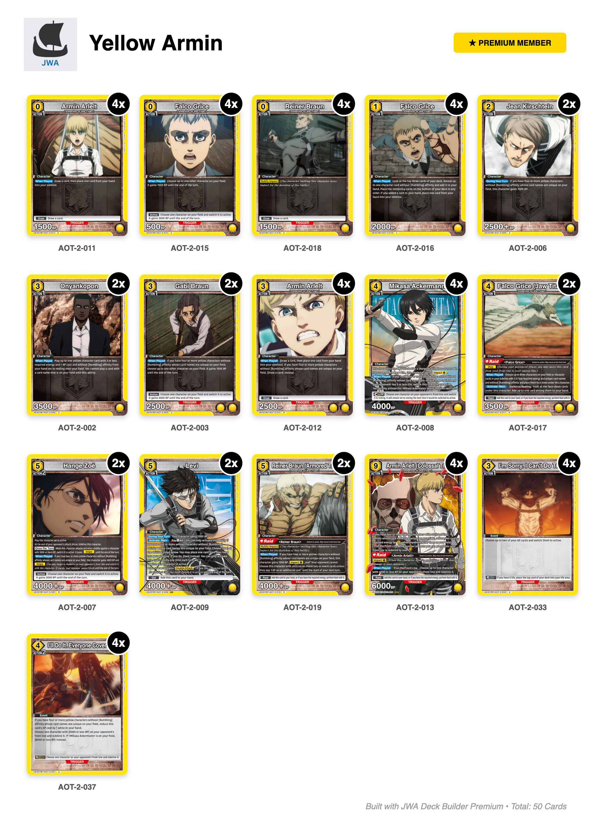 Attack on Titan Deck List