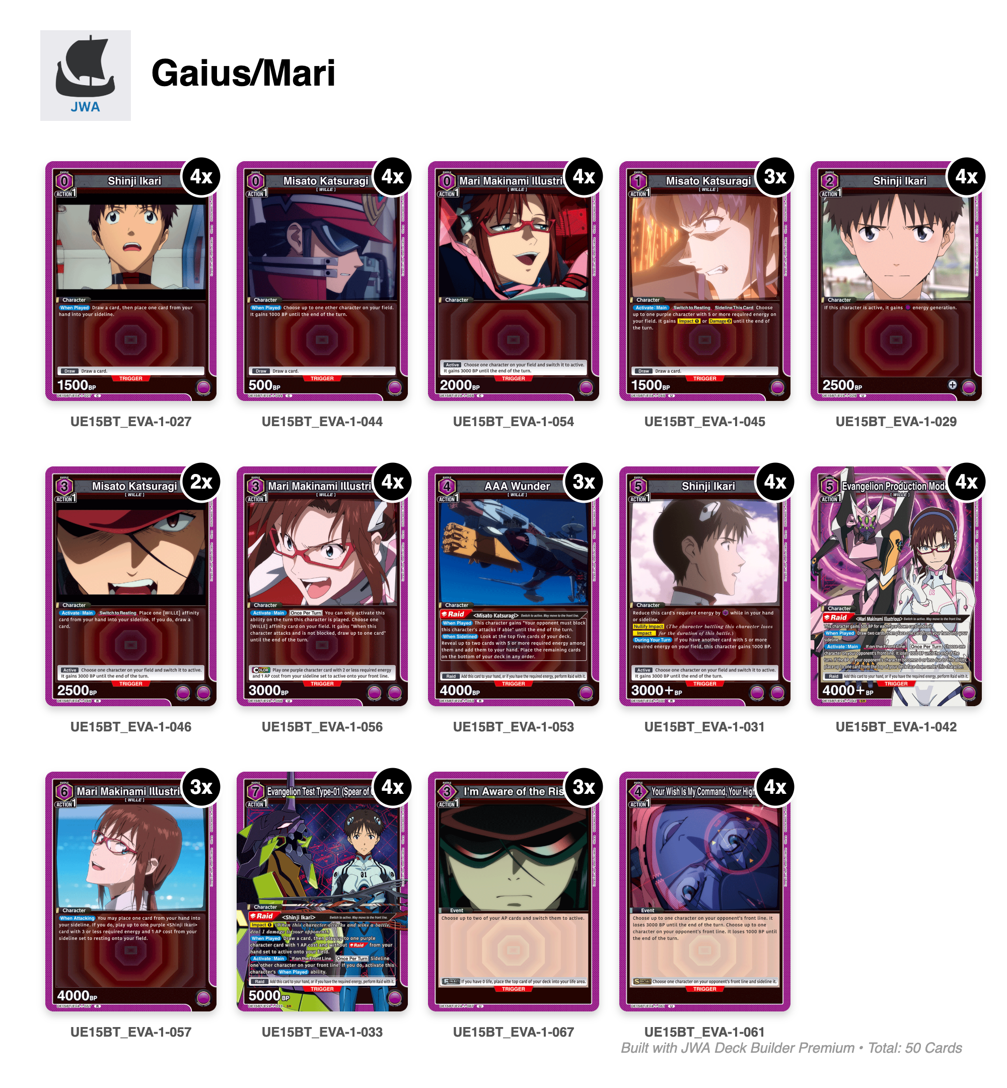 Evangelion Deck List