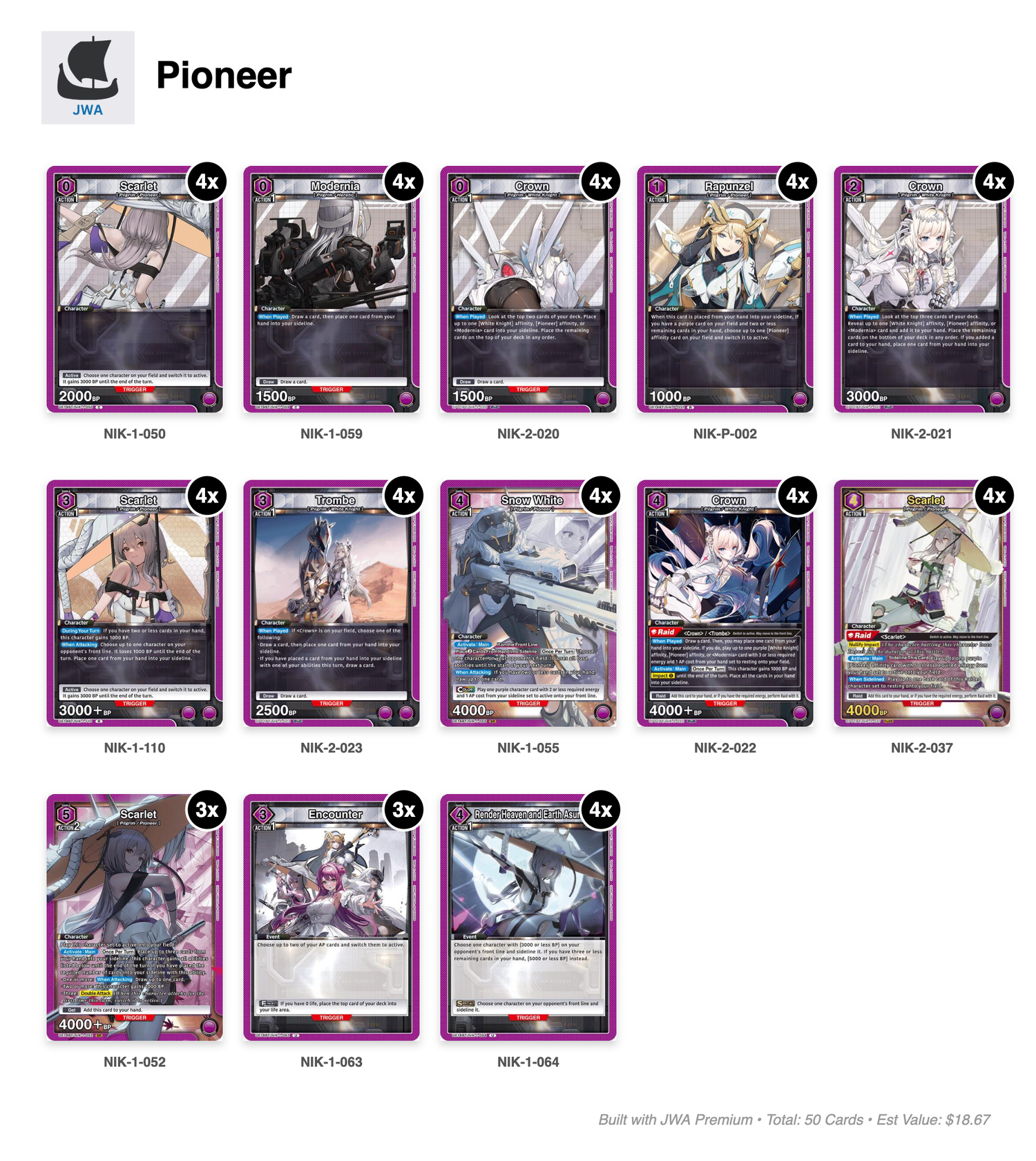 NIKKE Deck List
