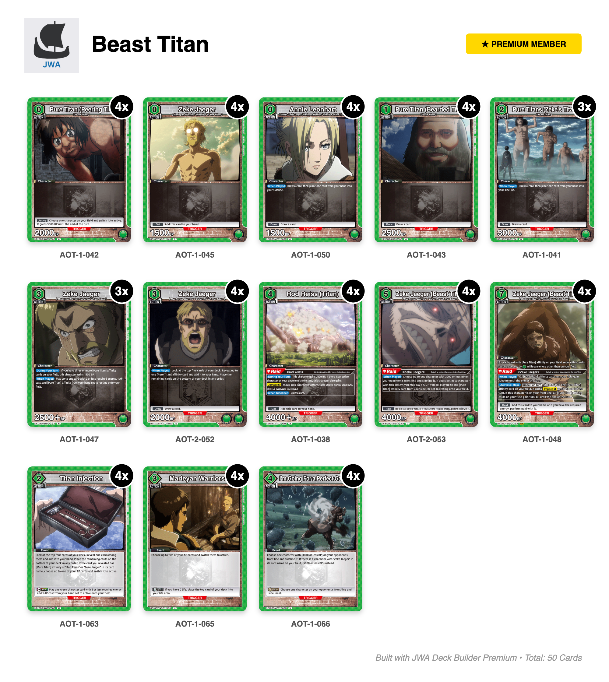 Attack on Titan Deck List