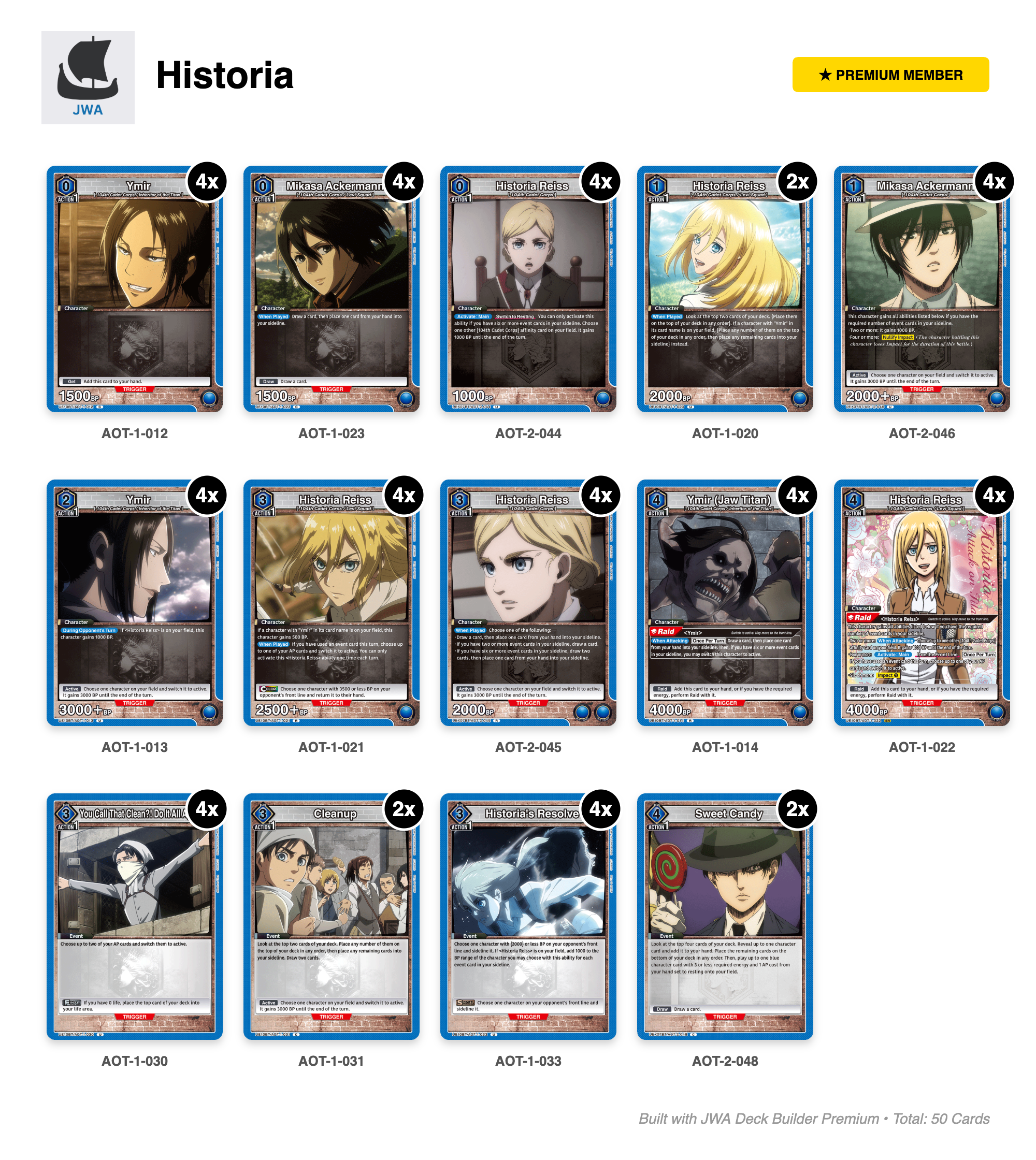 Attack on Titan Deck List