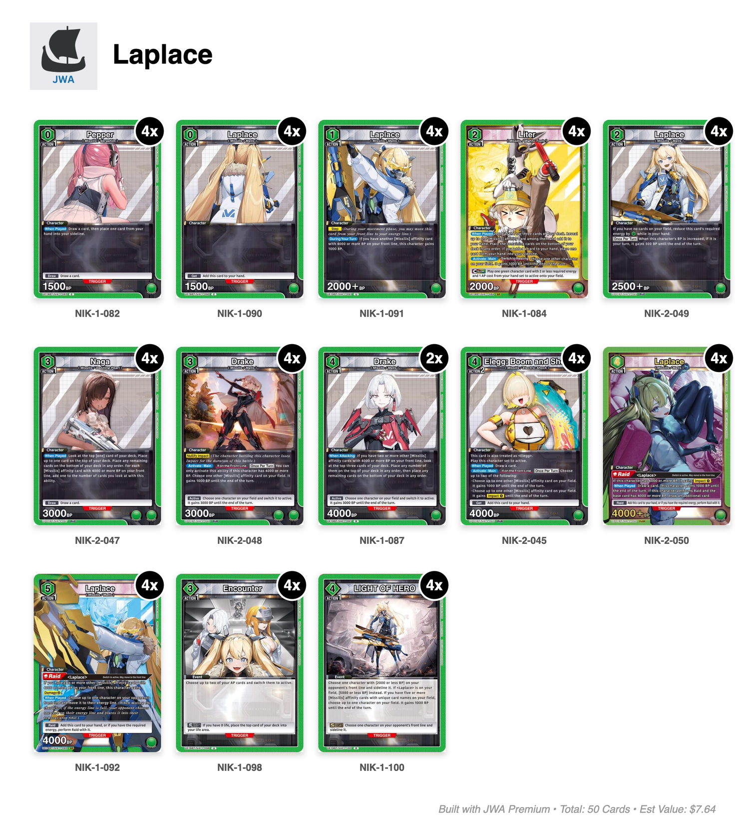 NIKKE Deck List